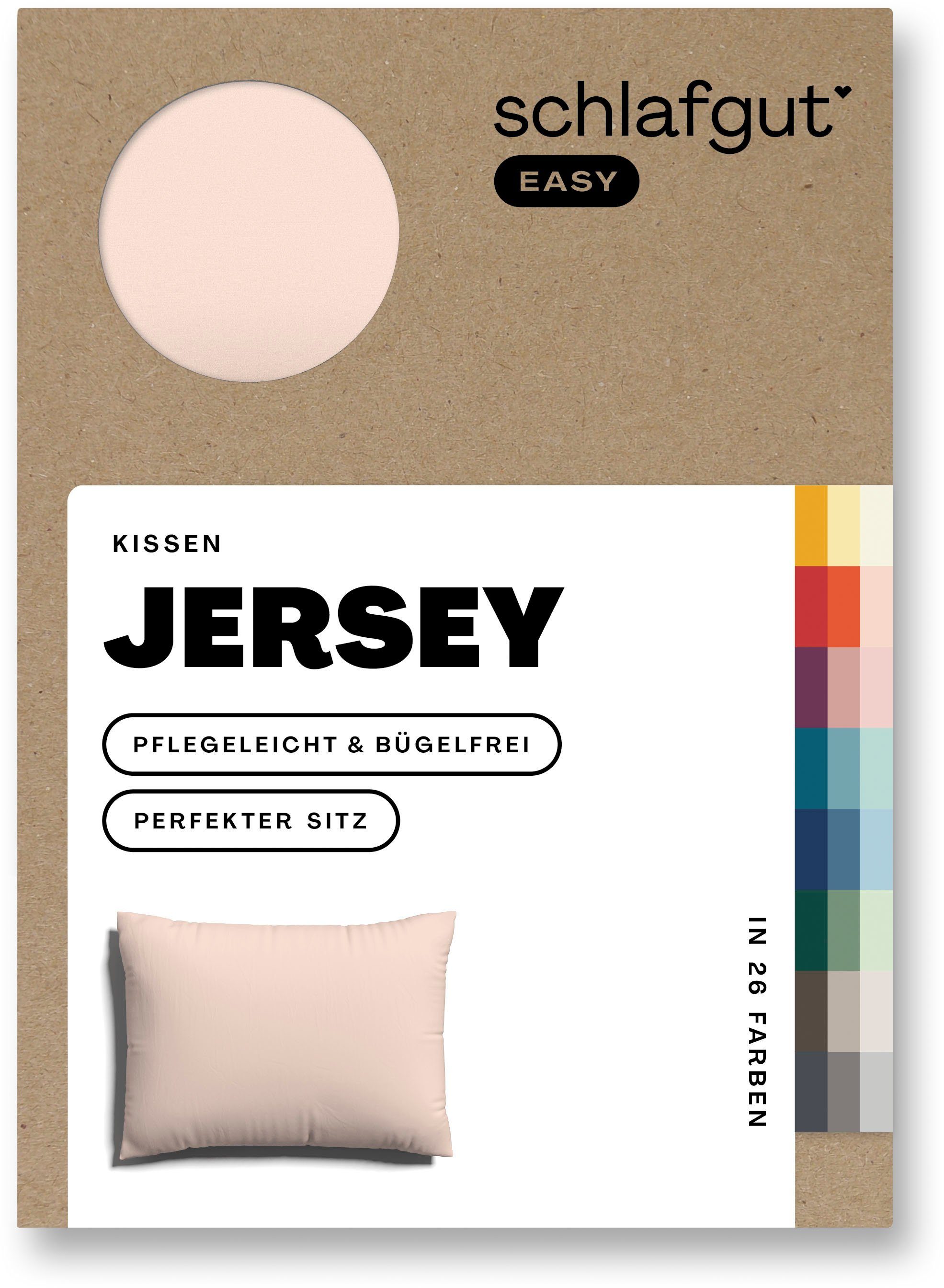 Schlafgut Kissenbezug EASY JERSEY Kissenhülle 100% Baumwolle, weicher Edel-Jersey, bügelfrei, (1 Stück), mit farblich angepasstem Reißverschluss, pflegeleicht, formstabil
