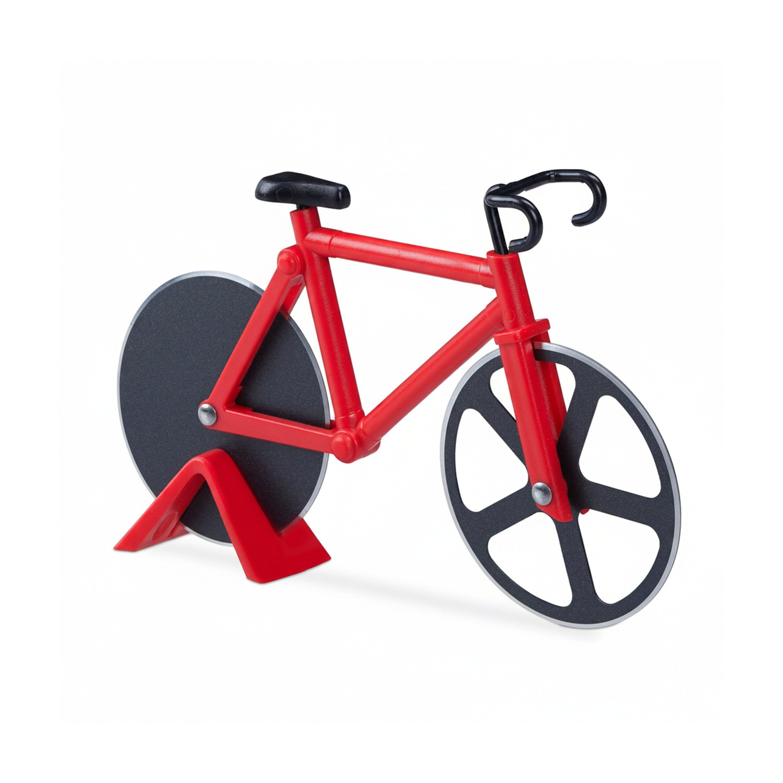 relaxdays Pizzaschneider Fahrrad Pizzaschneider, rot – Bild 5 von 5