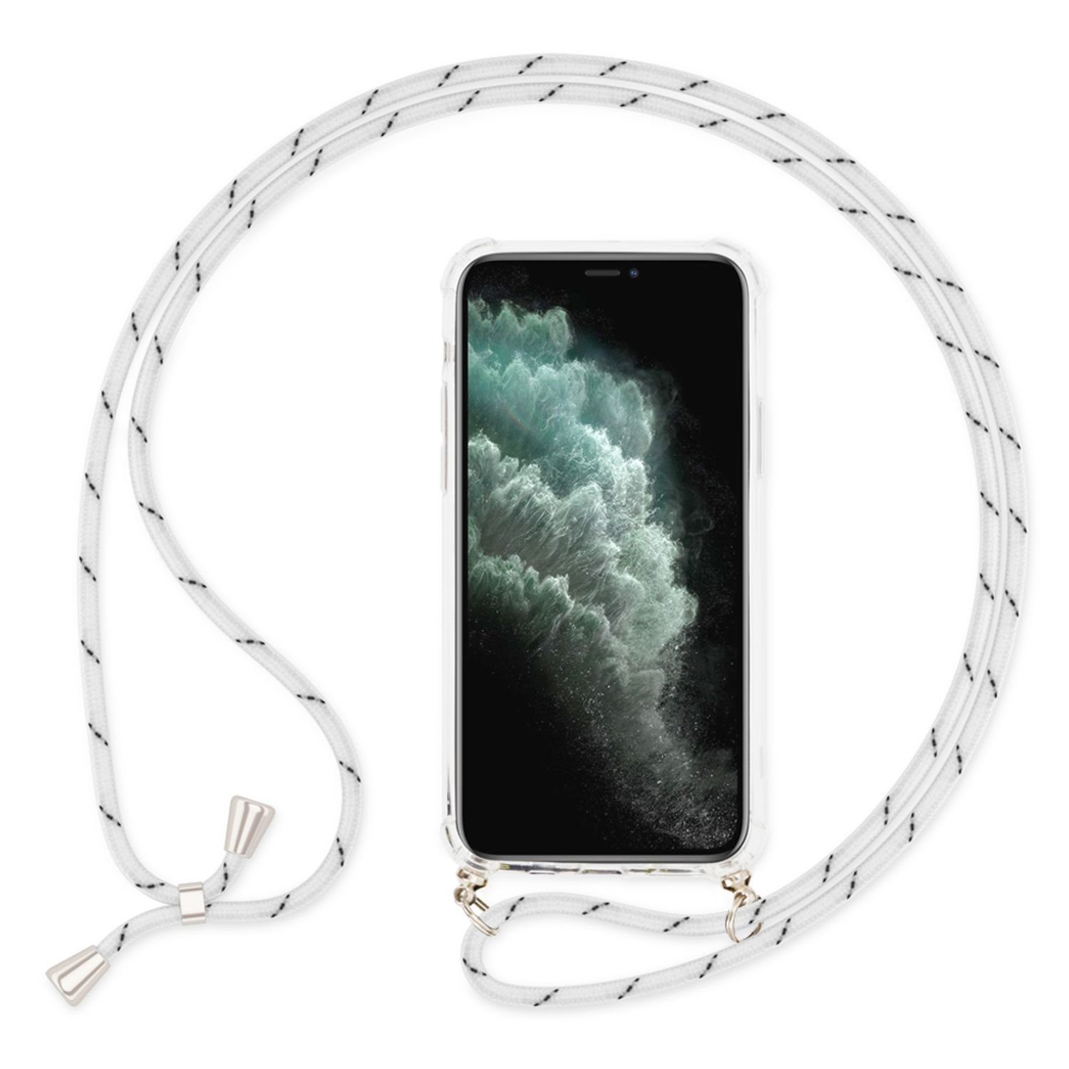 Nalia Backcover Apple iPhone 11 Pro 14,7 cm (5,8 Zoll), Klare Hybrid Hülle mit Kette / Schutzhülle zum Umhängen / Handyband