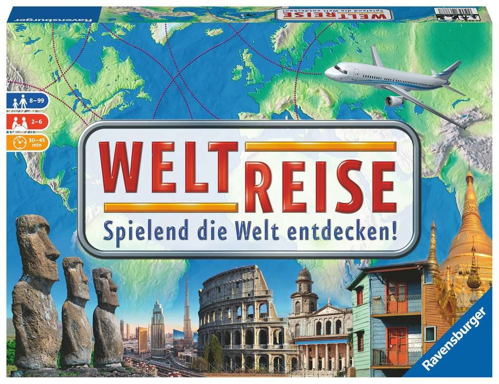 Ravensburger Verlag GmbH Spiel Weltreise – Ravensburger Familienspiel mit 173 Reisezielen ab 8 Jahren, Laufspiel