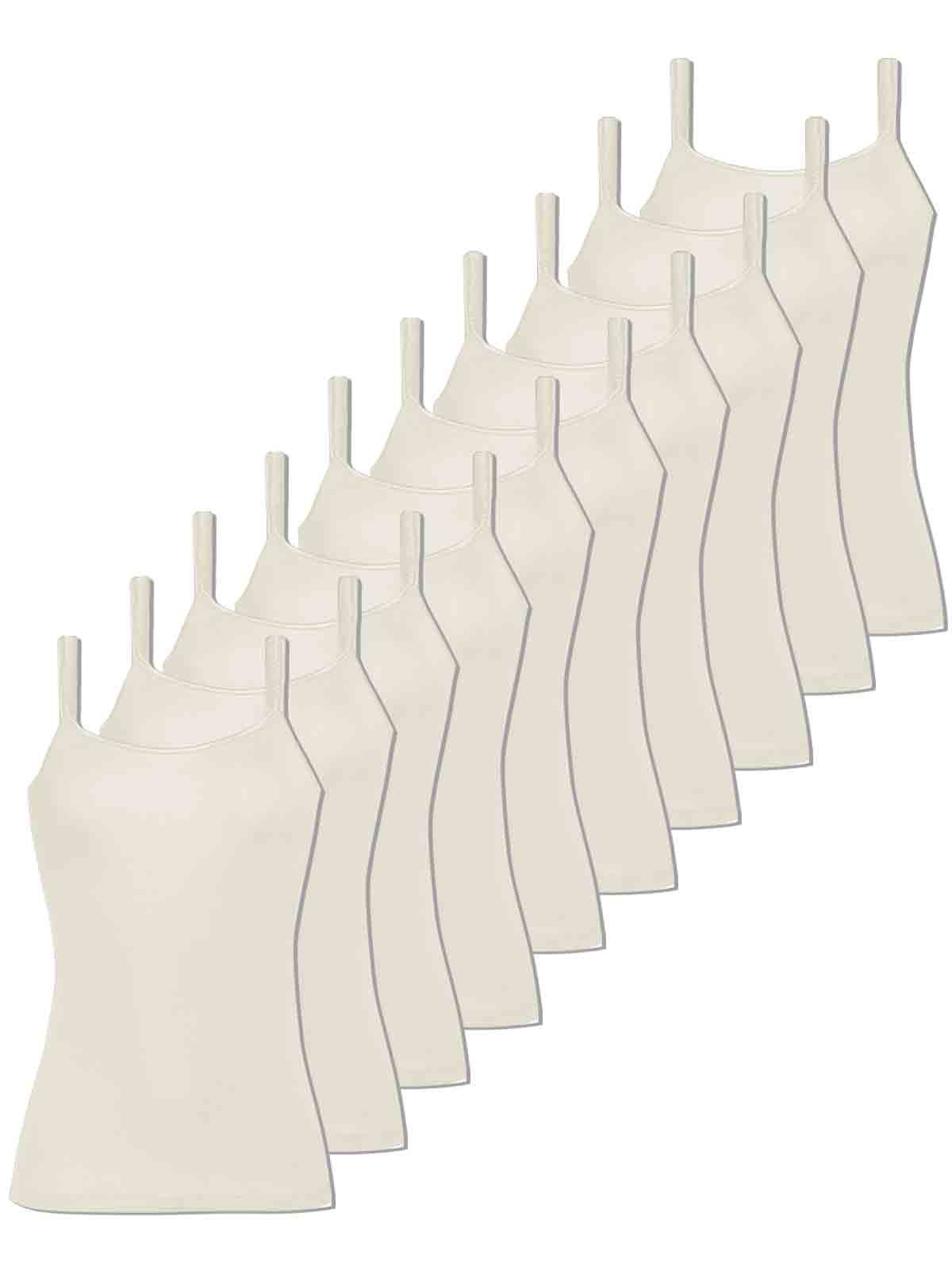 COMAZO Achselhemd 10er Pack Damen Träger-Unterhemd (Packung, 10-St) - offwhite