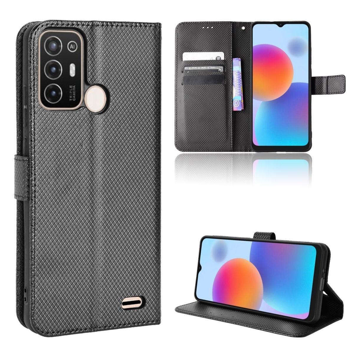 König Design Handyhülle ZTE Blade A52, Schutzhülle Schutztasche Case Cover Etuis Wallet Klapptasche Bookstyle