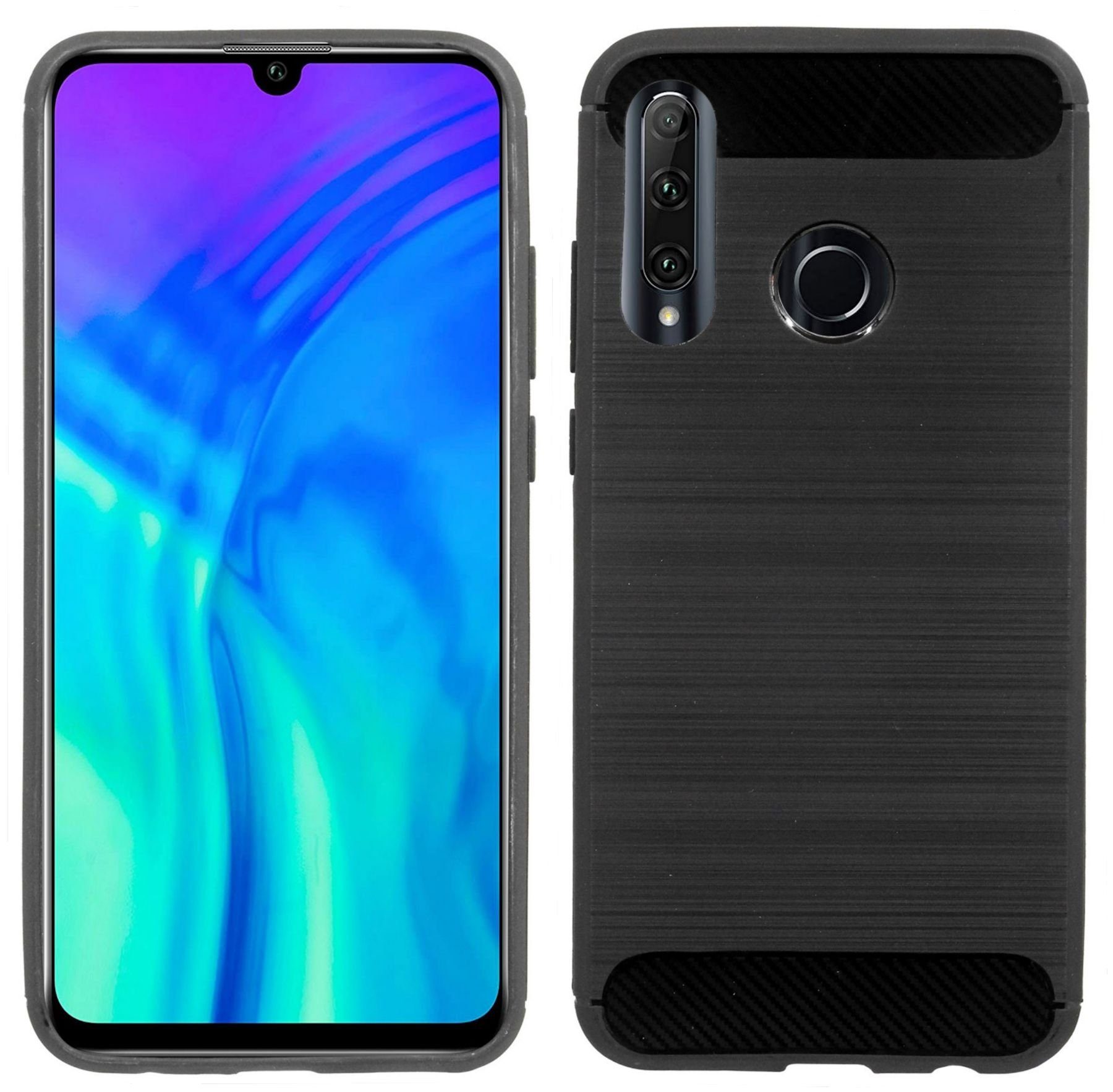 cofi1453 Handyhülle Silikon Hülle Carbon für Honor 20E, Case Cover Schutzhülle Bumper