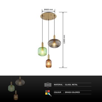 Globo Hängeleuchte Hängeleuchte Hängelampe Pendelleuchte Wohnzimmer Glas 3 Farben, modern, Glas, Retro, bunt, ohne Leuchtmittel, Lichtfarbe ist abhängig vom Leuchtmittel, Pendellampe, Schlafzimmer, Esszimmer, Küche, Flur