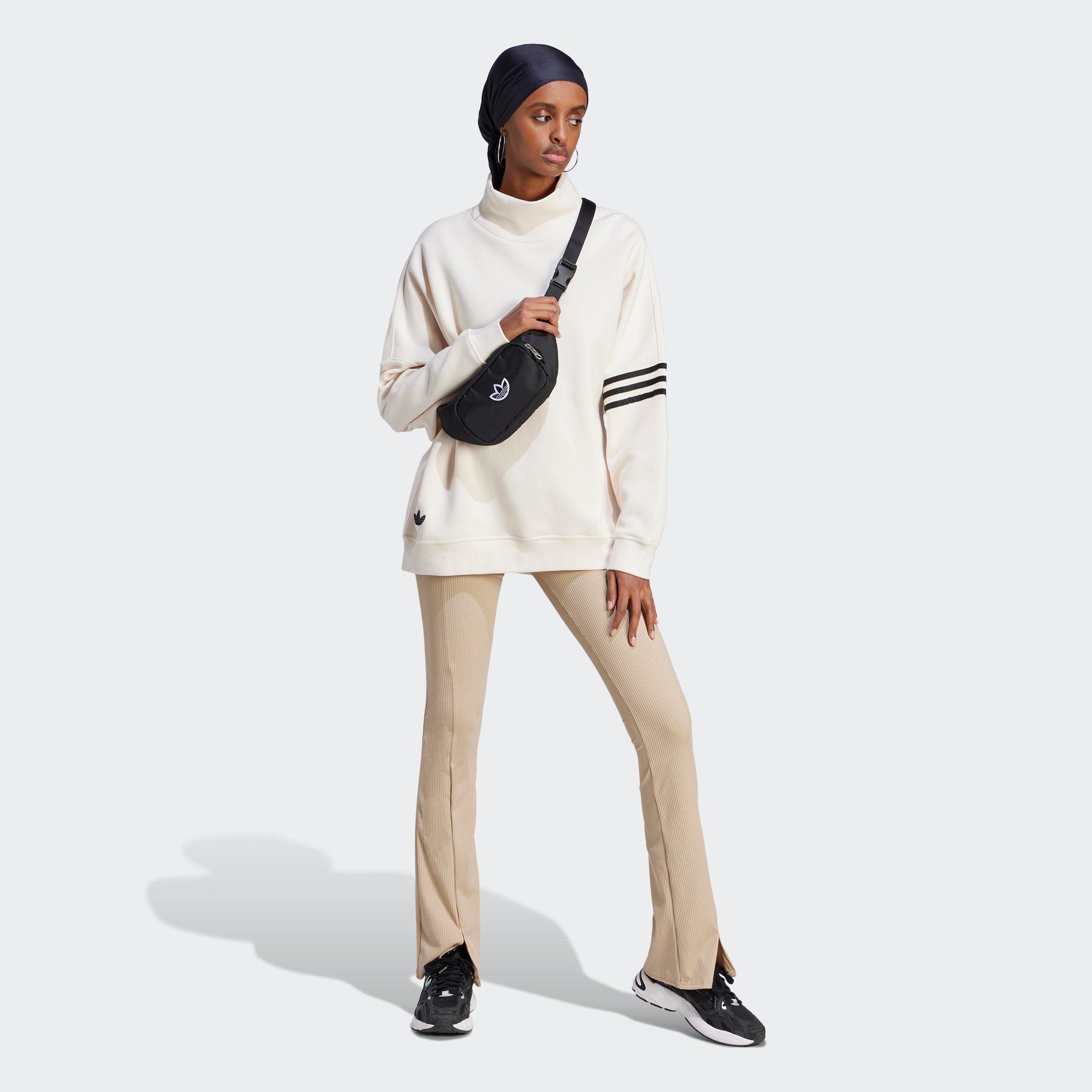 adidas Originals Kapuzensweatshirt White OVERSIZED ADICOLOR NECK Wonder HIGH NEUCLASSICS