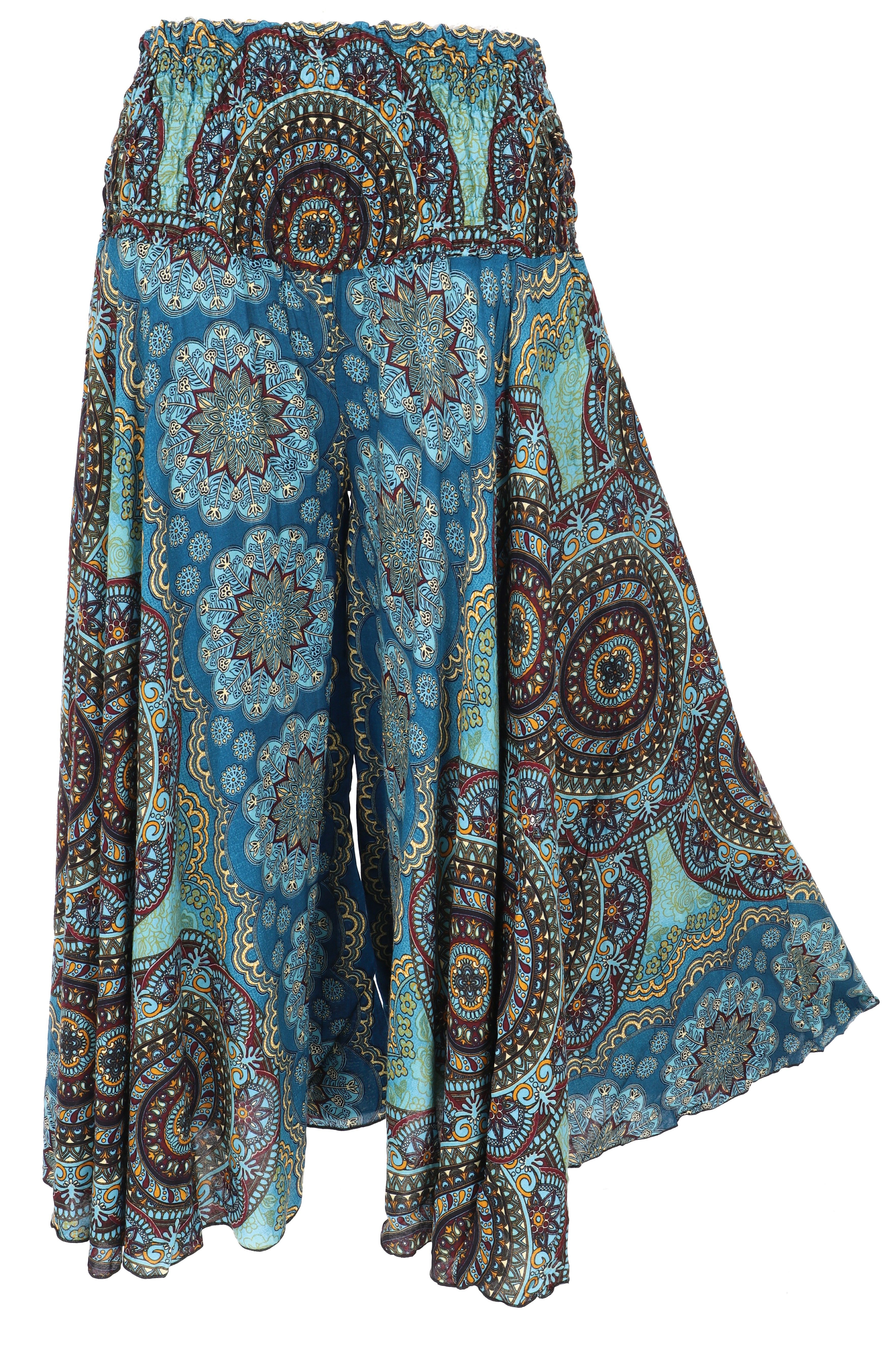 Guru-Shop Relaxhose Palazzohose, weite Boho Sommerhose, Hosenrock,.. alternative Bekleidung
