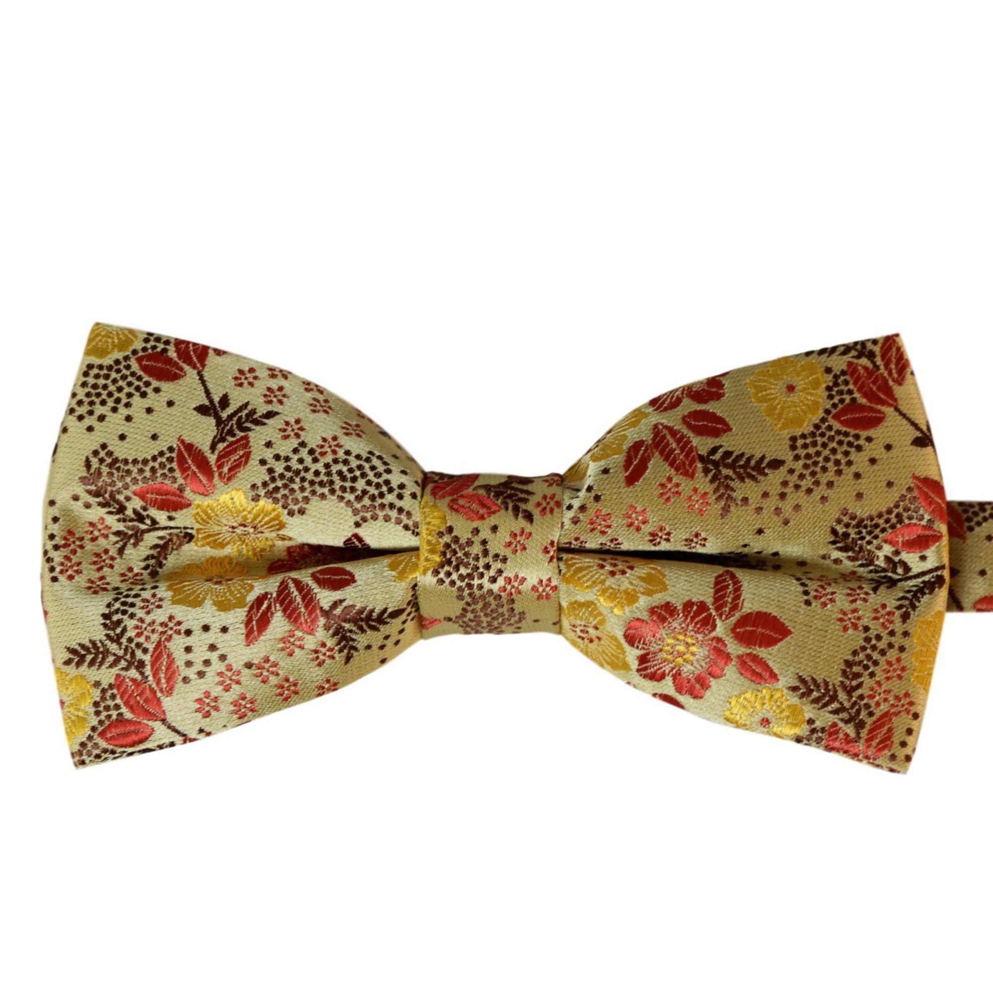 GASSANI Fliege Hochzeitsfliege Paisley Festlich, Herren-Fliege Hochzeit Schleife Tuch (Set, 2-St., Satin, Blumen, Herrenschleife, mit Einstecktuch) Jacquard Bunt Geblümt Floral, Vor-Gebunden Verstellbar, Seide Touch