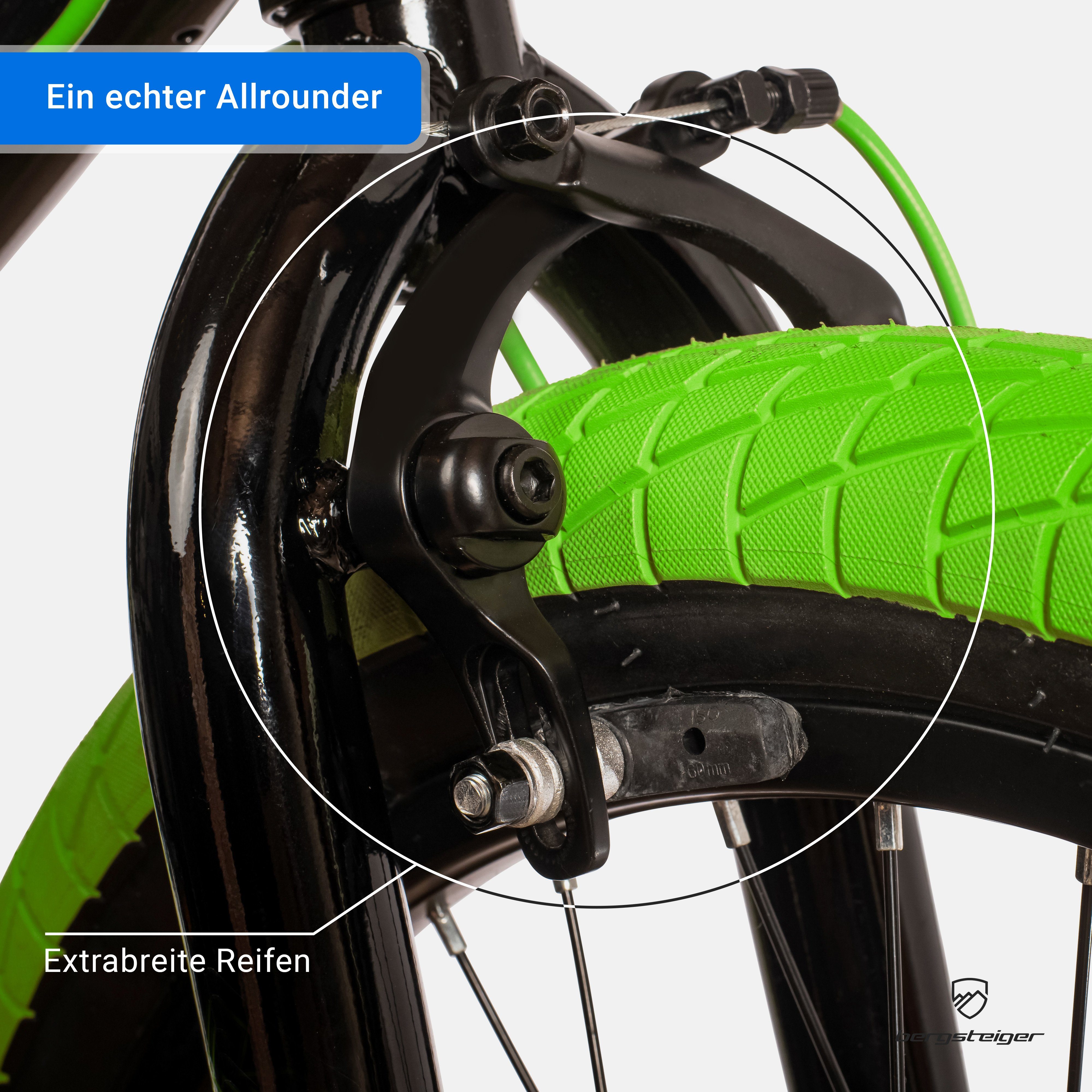 bergsteiger BMX-Rad Halifax 20 Zoll Fatbike, Rotor-System, Freestyle, 360° BMX, Gang 1 Grün