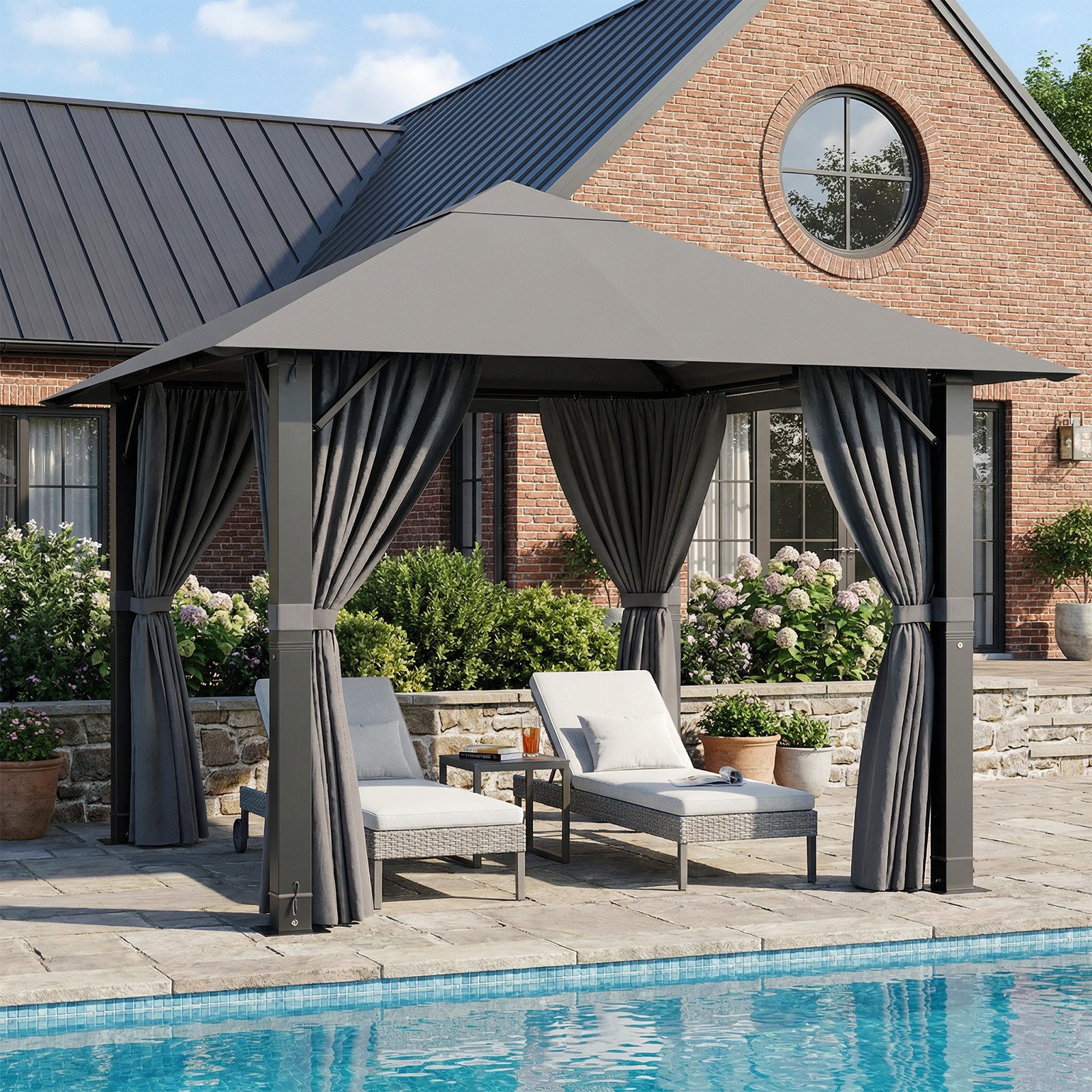 HOMALL Pavillon Winterfest und Wasserdicht 3x3/3x4m Patio für 6-10 Personen günstig online kaufen