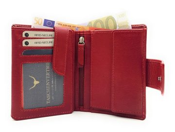 JOCKEY CLUB Geldbörse echt Leder Sicherheits-Portemonnaie mit RFID Schutz, Außenriegel, Innenriegel, Rindleder rot