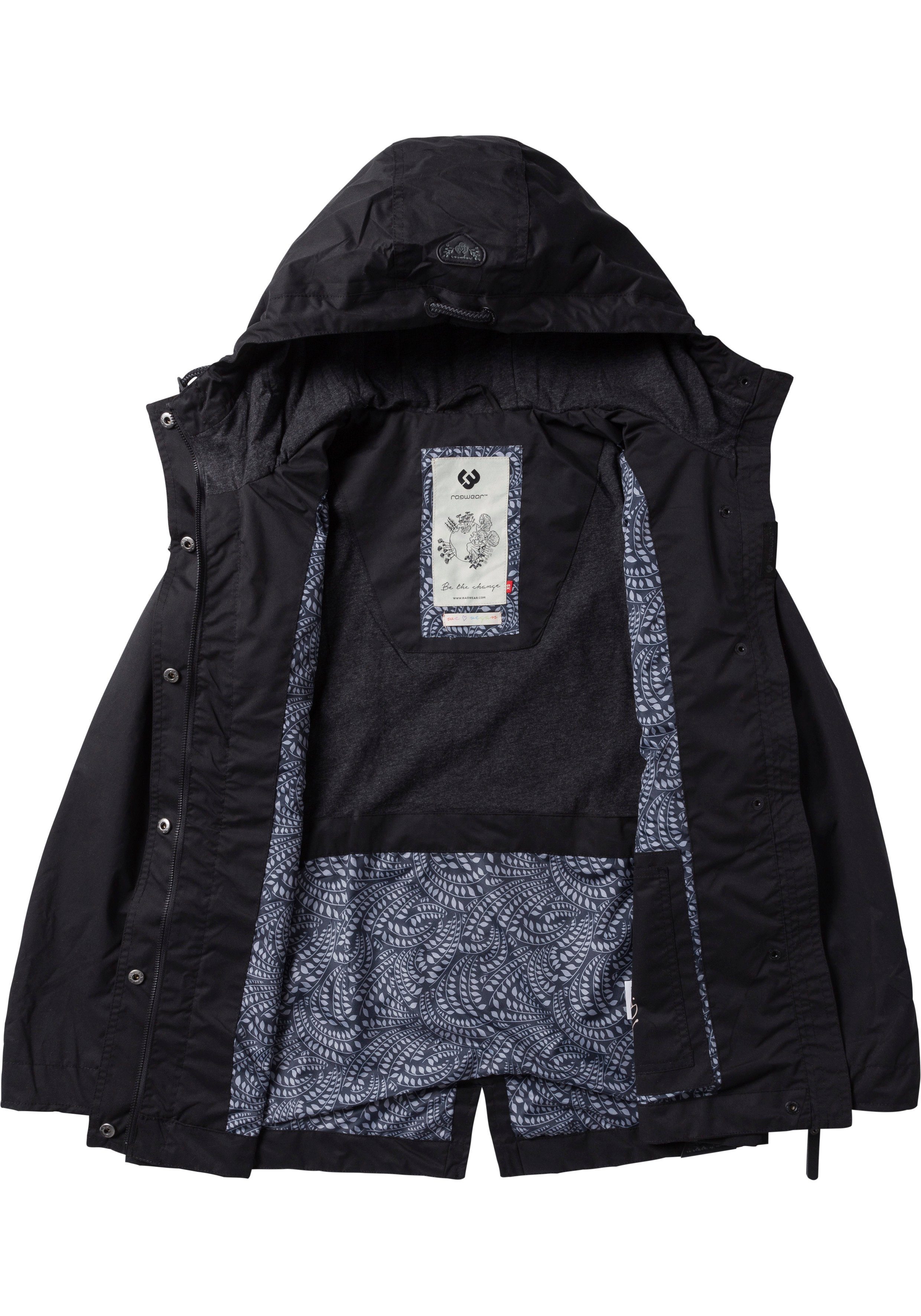 Ragwear stylische Funktionsjacke 1010 Waterproof fabric LENCA black Übergangsjacke