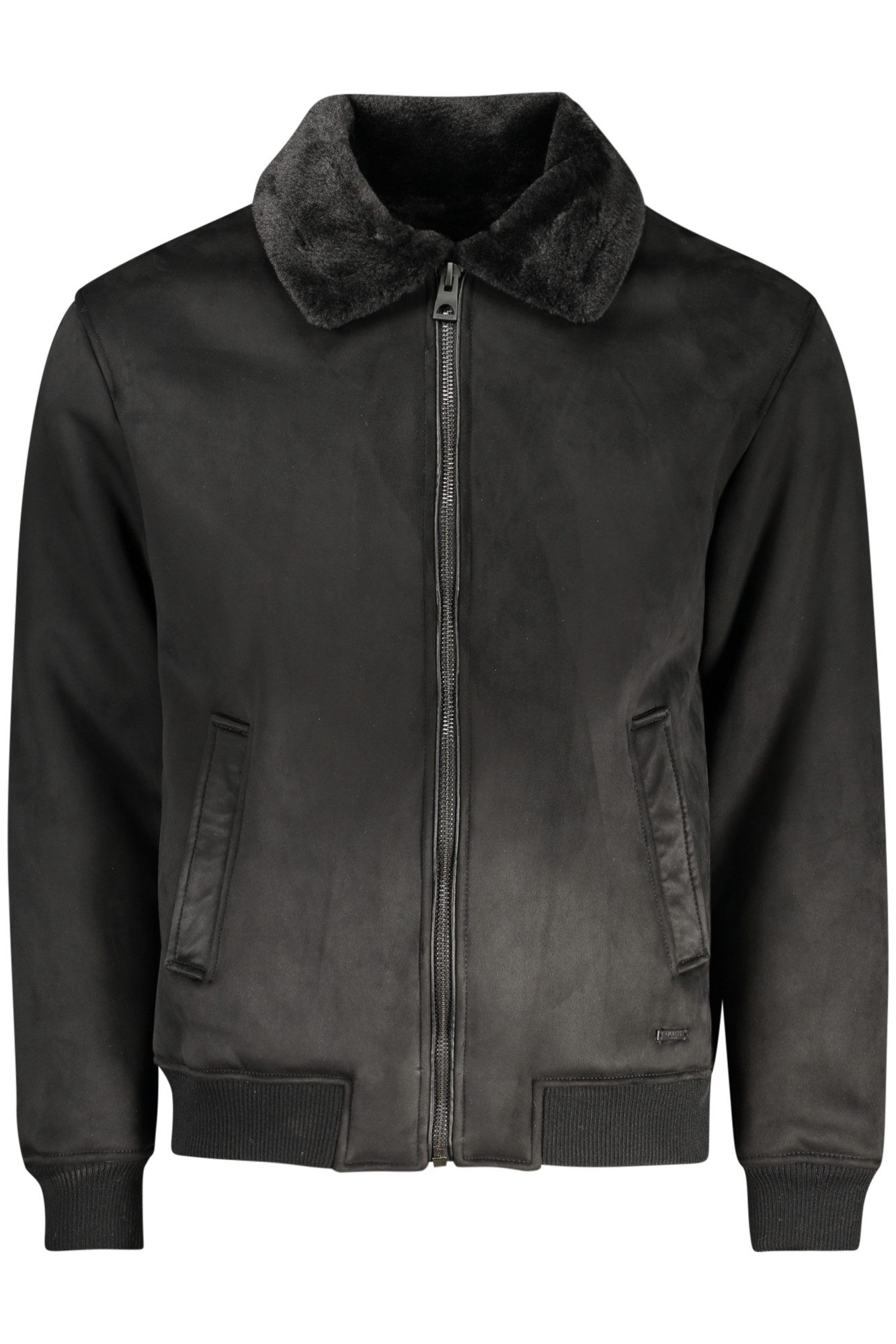 GUESS JEANS Outdoorjacke Stylische Herrenschwarze Jacke mit Pelzfutter und Reißverschluss