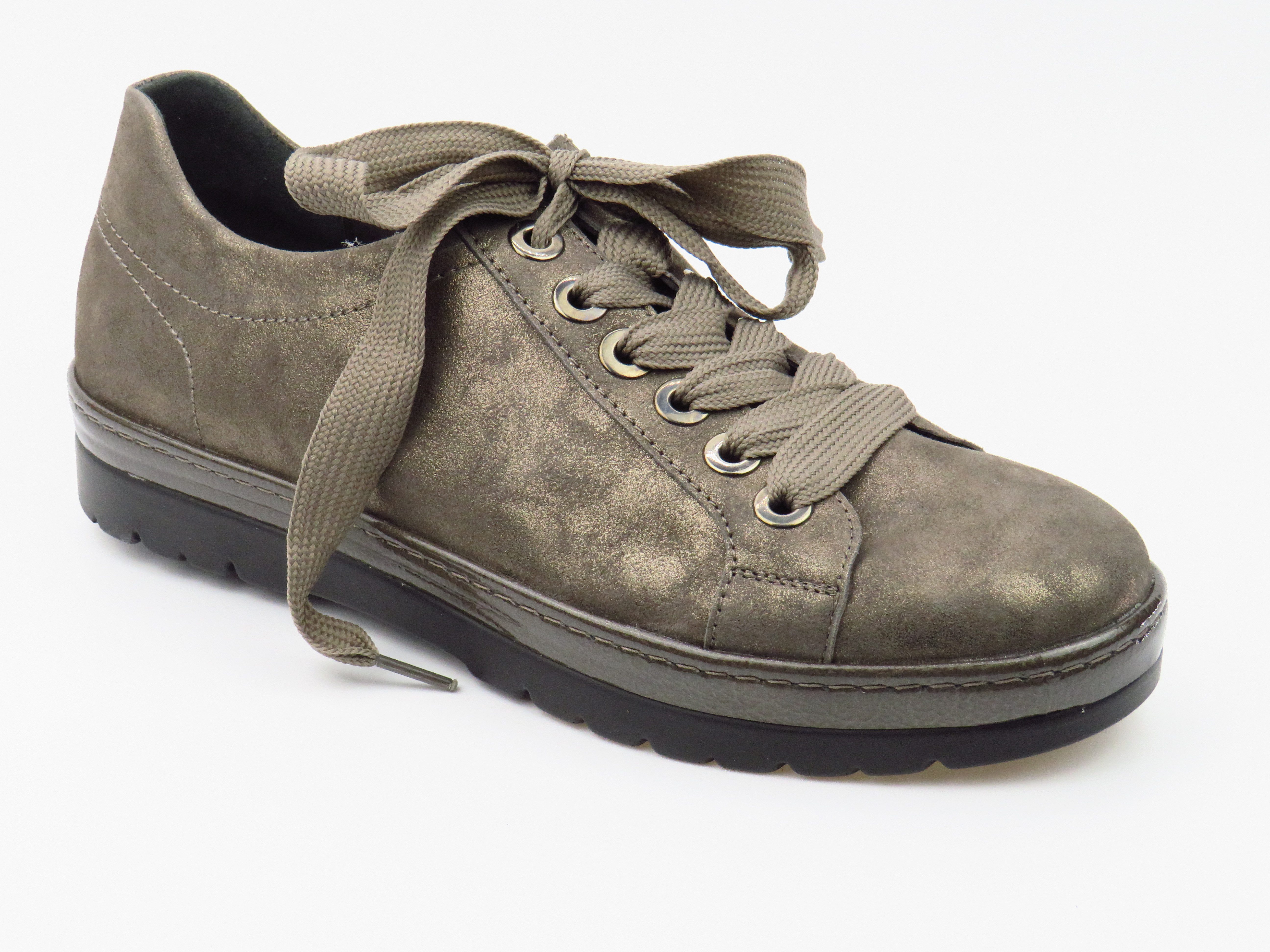Metall/Velour fango Schnürschuh