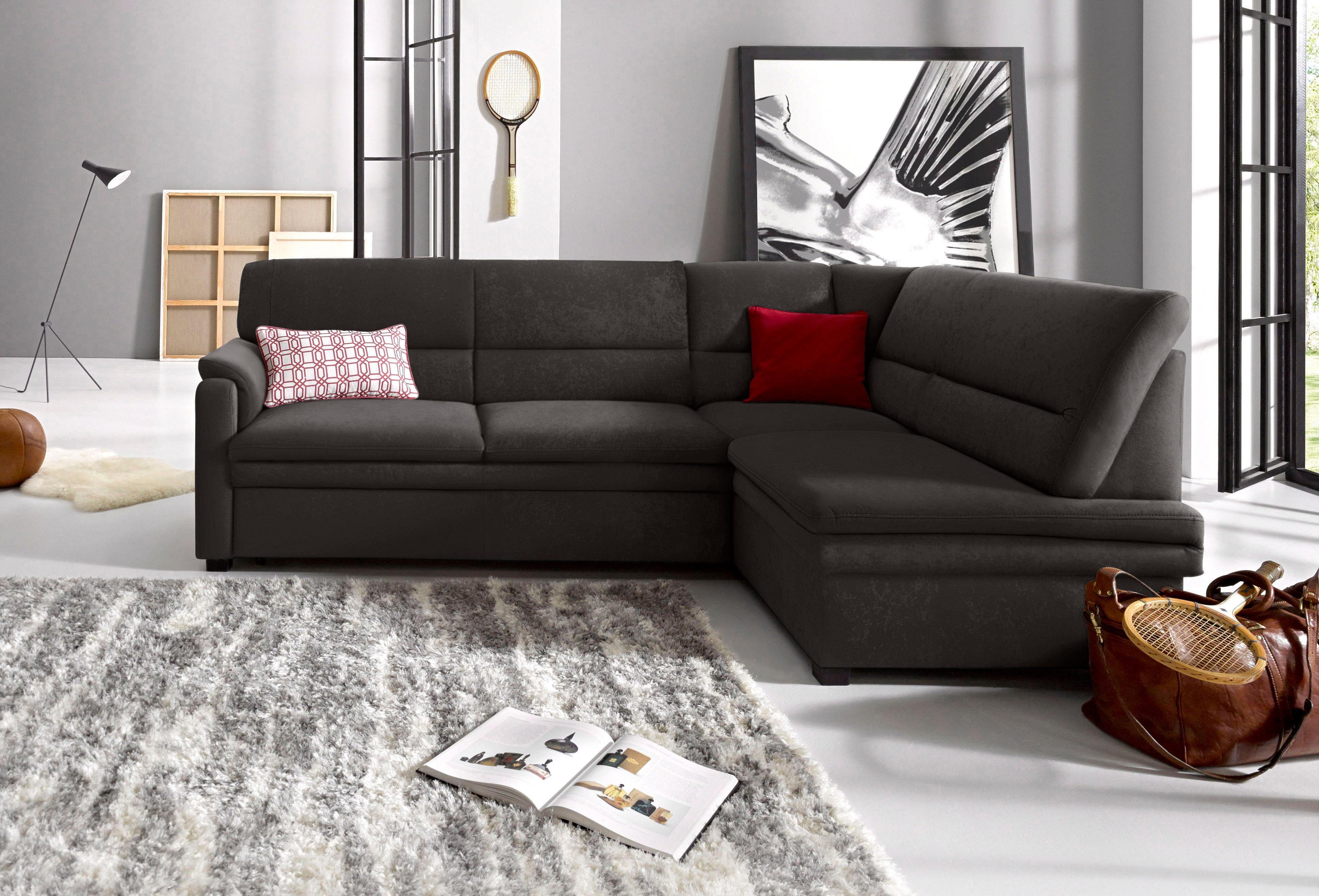 sit&more Ecksofa Pisa L-Form, mit Federkern, wahlweise mit Bettfunktion