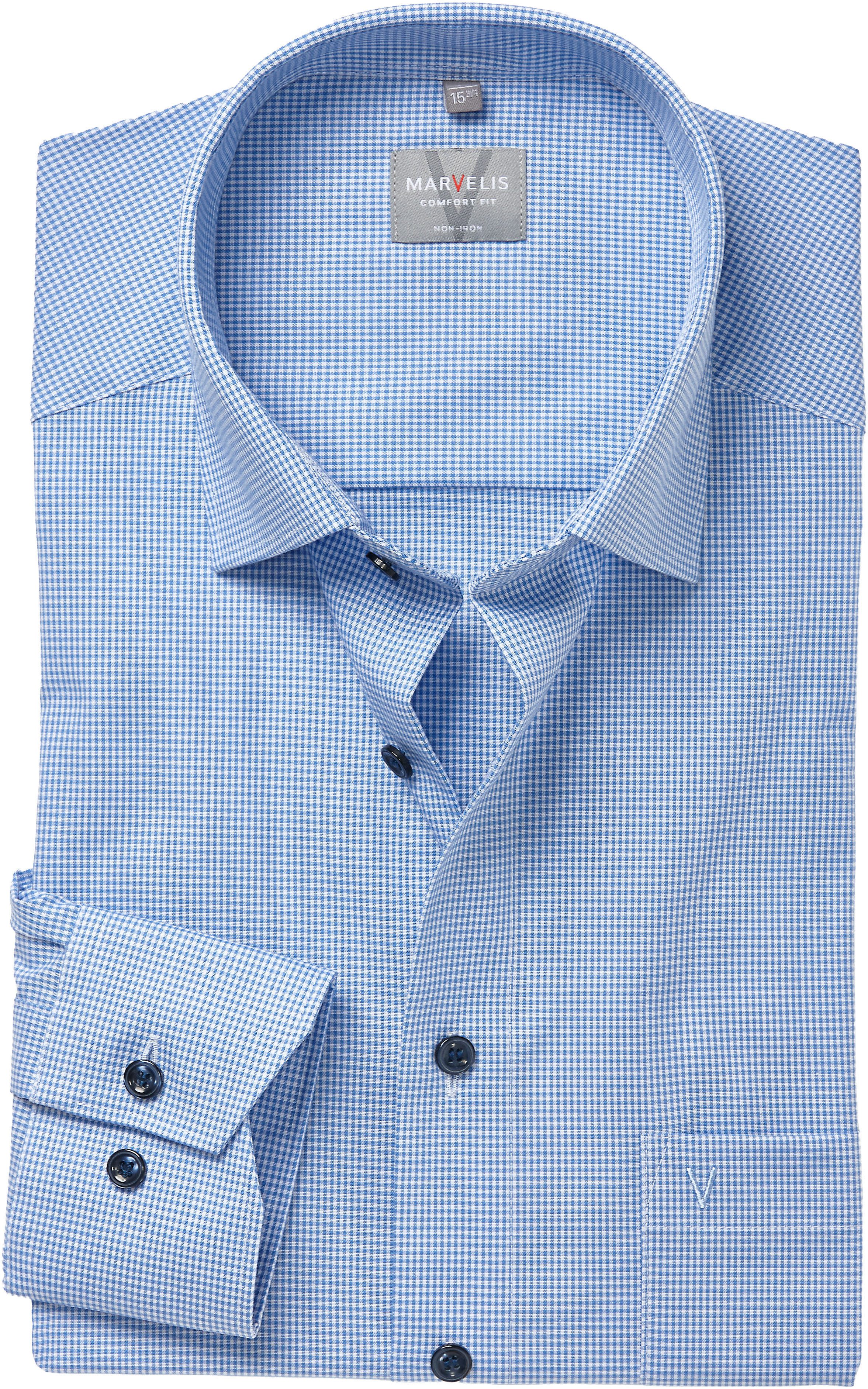 MARVELIS Langarmhemd comfort fit, kariert, New-Kentkragen, bügelfrei