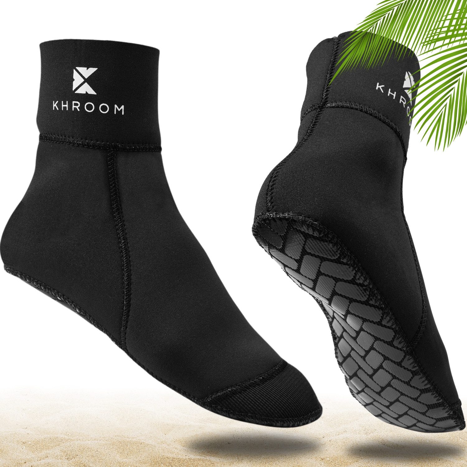 Khroom Neoprensocken 3mm Neoprensocken Gr. 32-46 Schwarz, Wassersocken Anti-Rutsch Sohle