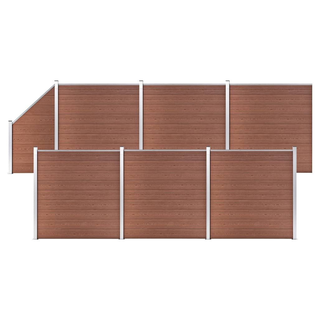 vidaXL Gartenzaun, WPC Zaun-Set 6 Quadrate + 1 Schräge 1138x186 cm Braun