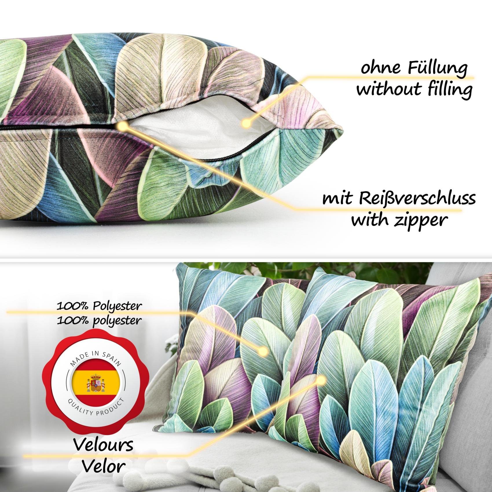 ANRO Dekokissen Verschiedene Kissenbezug Velours mit Motiv Zierkissen, Microfaser-Flanell
