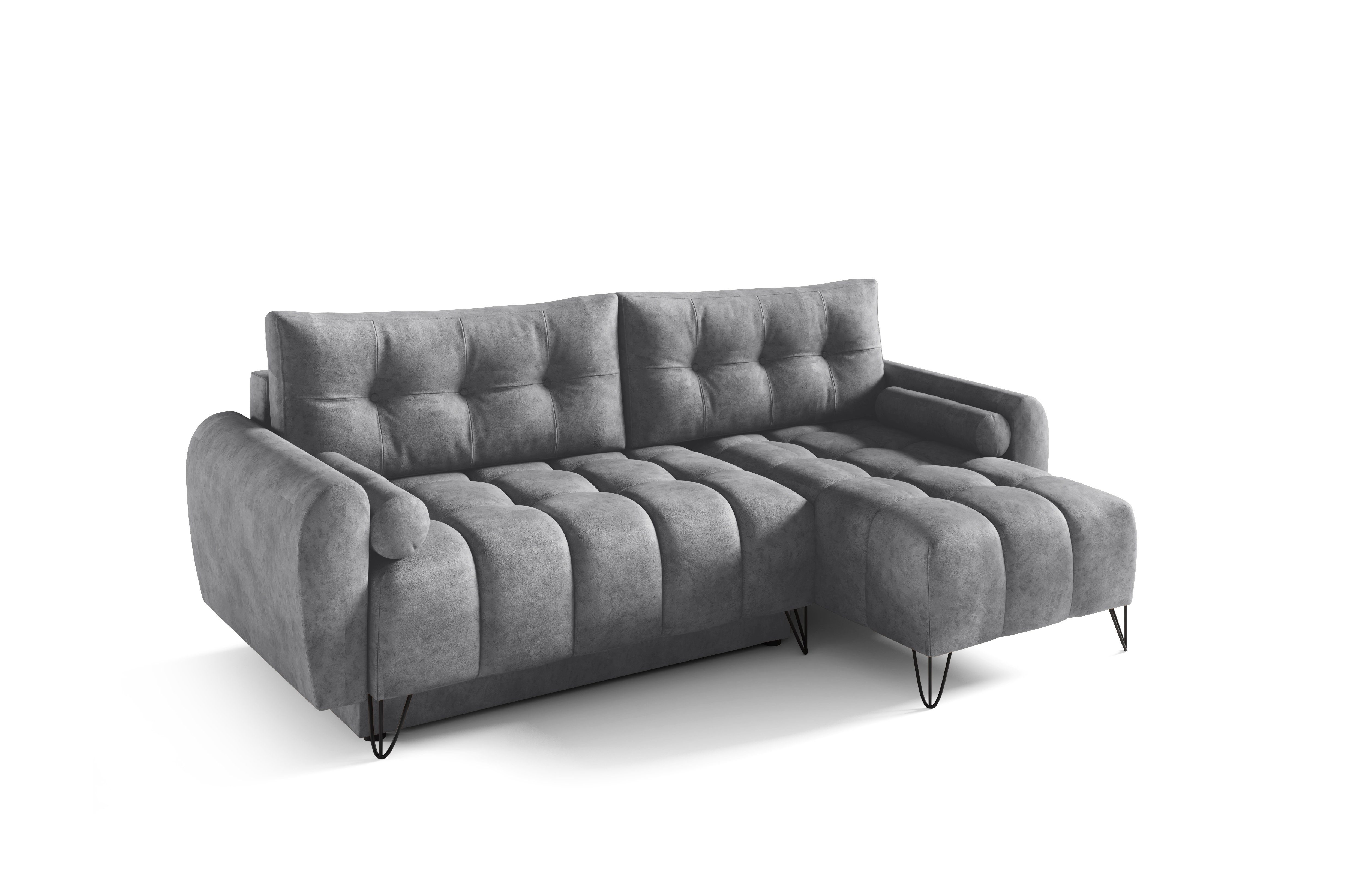 Elegante mit mit Schlaffunktion Bettkasten (BxHxT): OHIO Mini, - Couch und Ecke Wohnzimmergarnitur cm, 222x148x94 Sofagarnitu L-förmiges MOEBLO Schlaffunktion Bettzeugablage Ecksofa