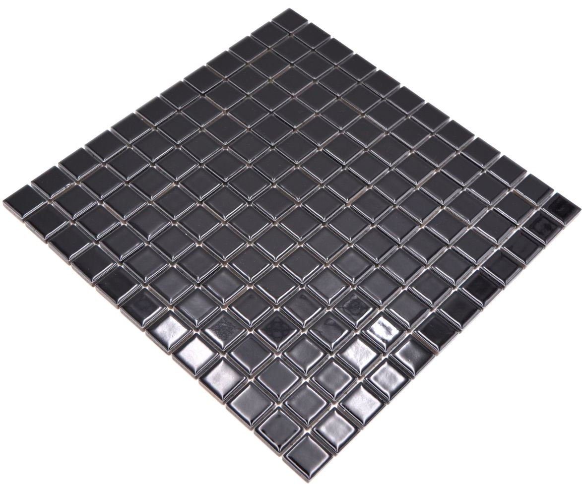 Mosani Mosaikfliesen Keramikmosaik Mosaikfliesen NACHT SCHWARZ GLÄNZEND Küche