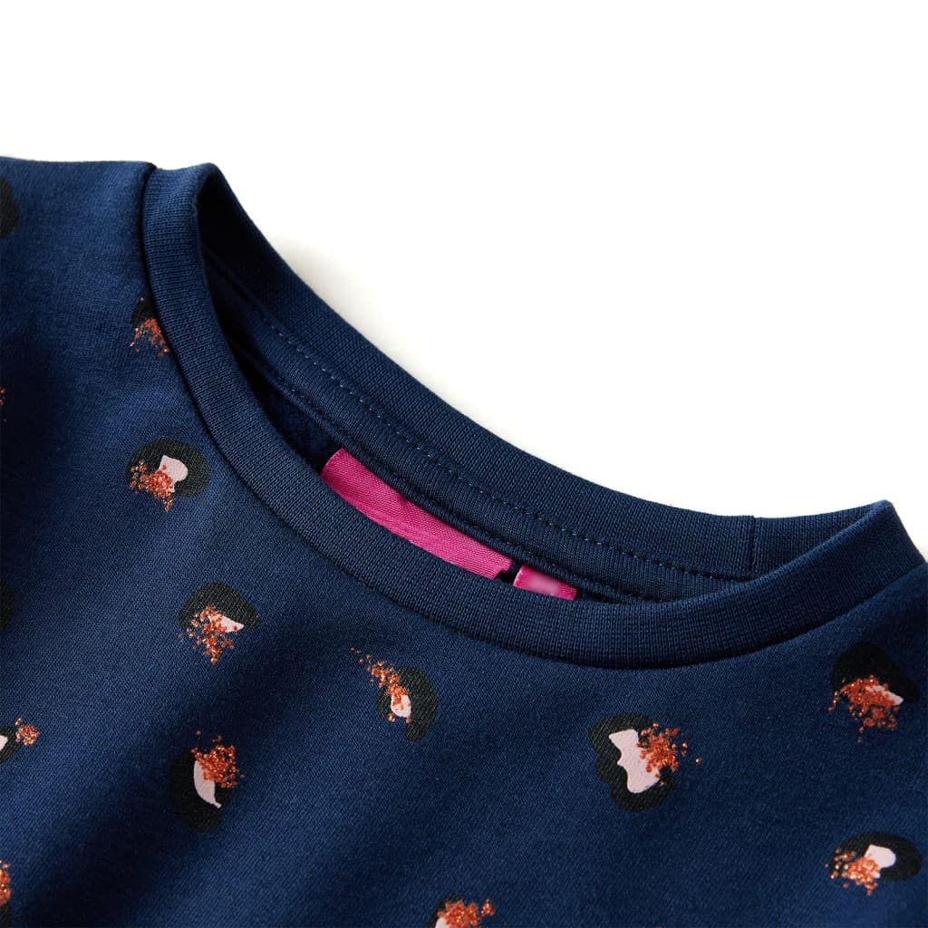 vidaXL Druckkleid Kinderkleid mit Langen Ärmeln Marineblau 116