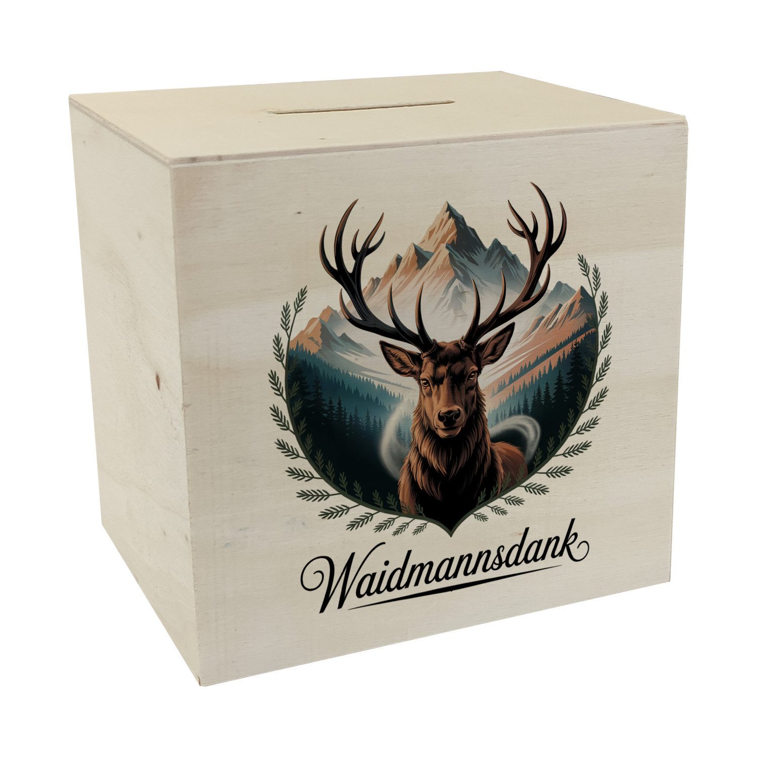 speecheese Spardose Waidmannsdank Hirsch vor Bergkulisse günstig online kaufen