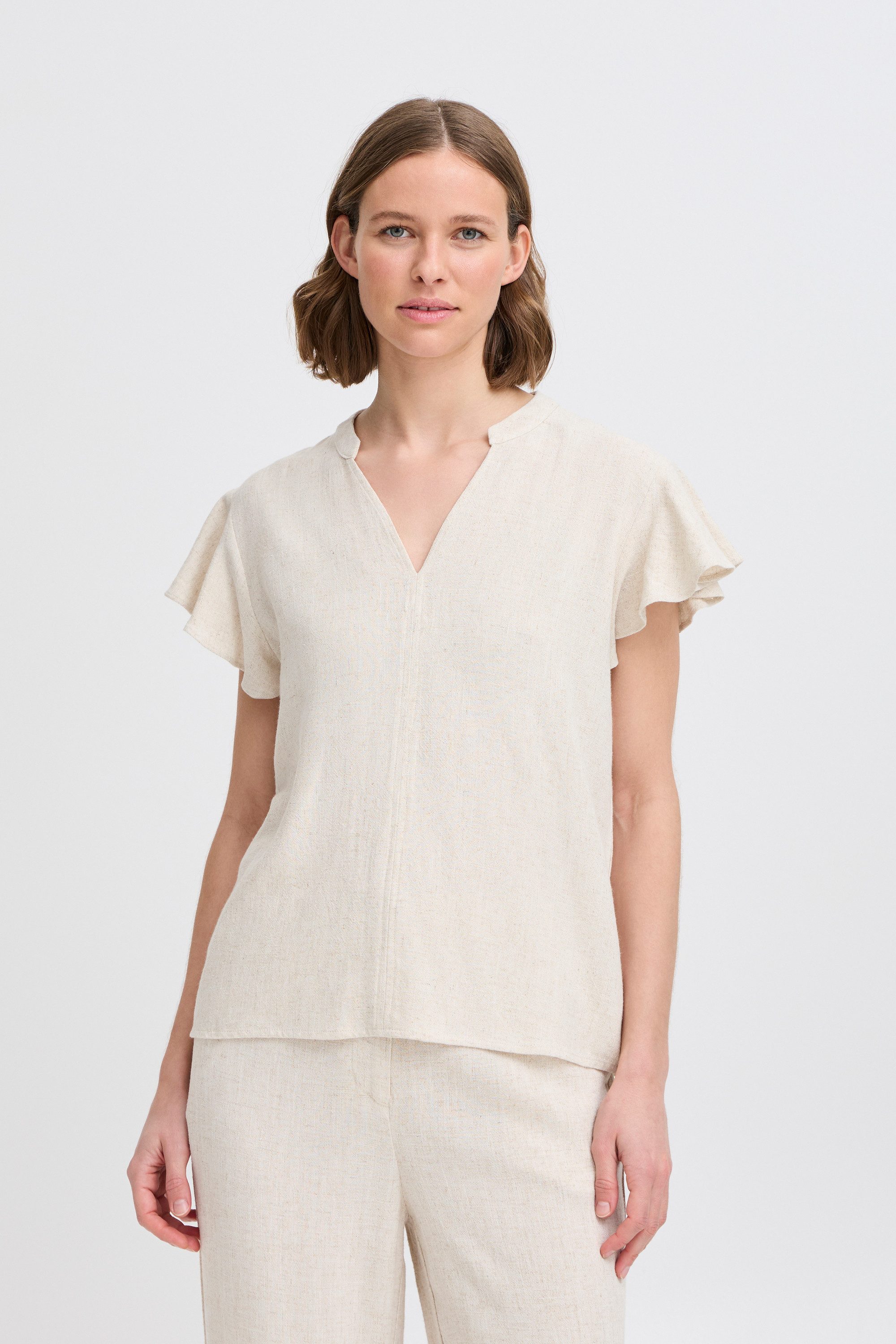 b.young Kurzarmbluse Kurzarm-Bluse BYFILINEN