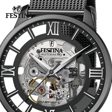 Festina Quarzuhr Festina Herrenuhr F20535/1 Edelstahlband, Herren Armbanduhr rund, Edelstahlarmband schwarz, Elegant