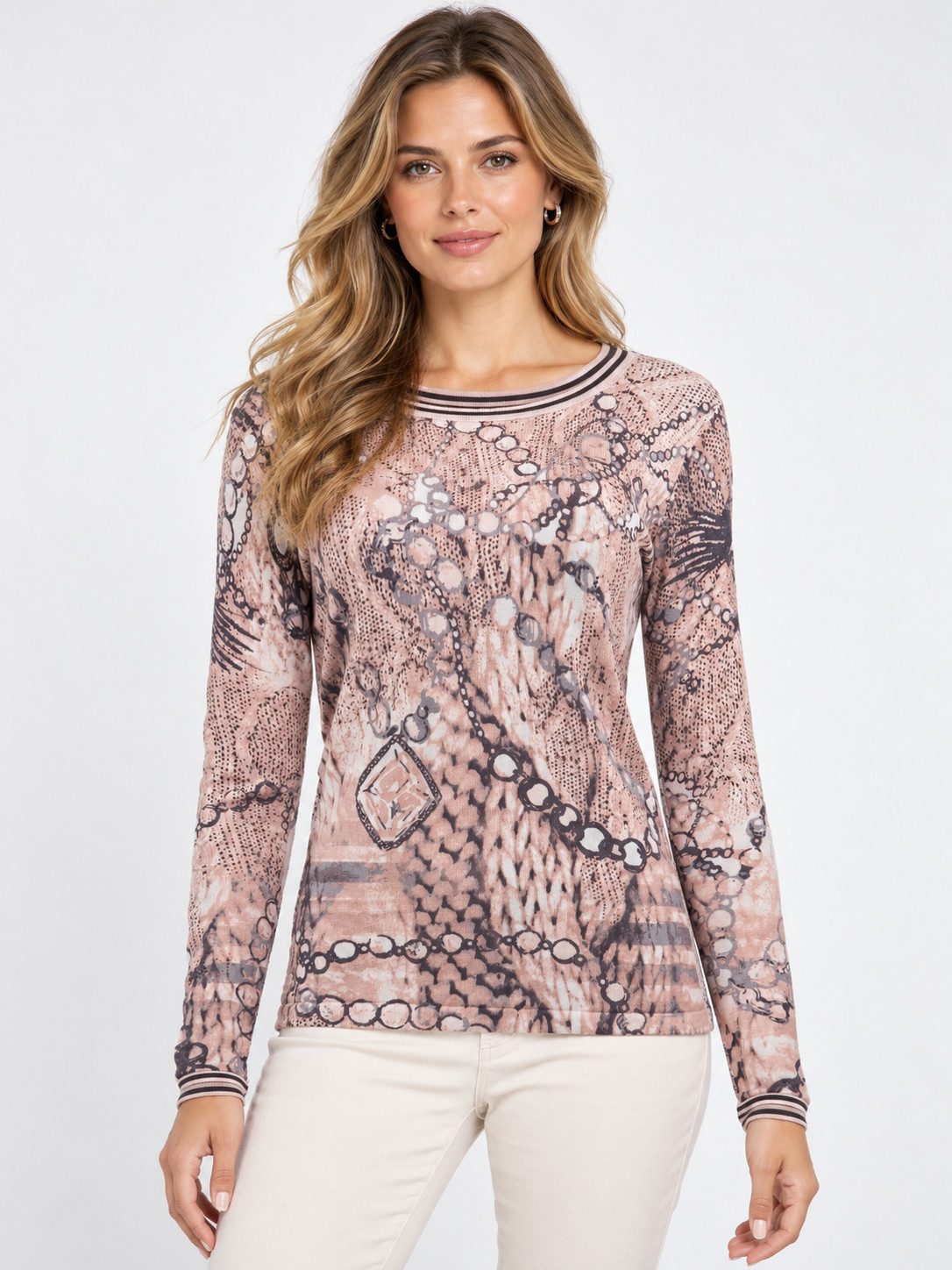 Passioni Strickpullover mit abstrahiertem Strickmuster