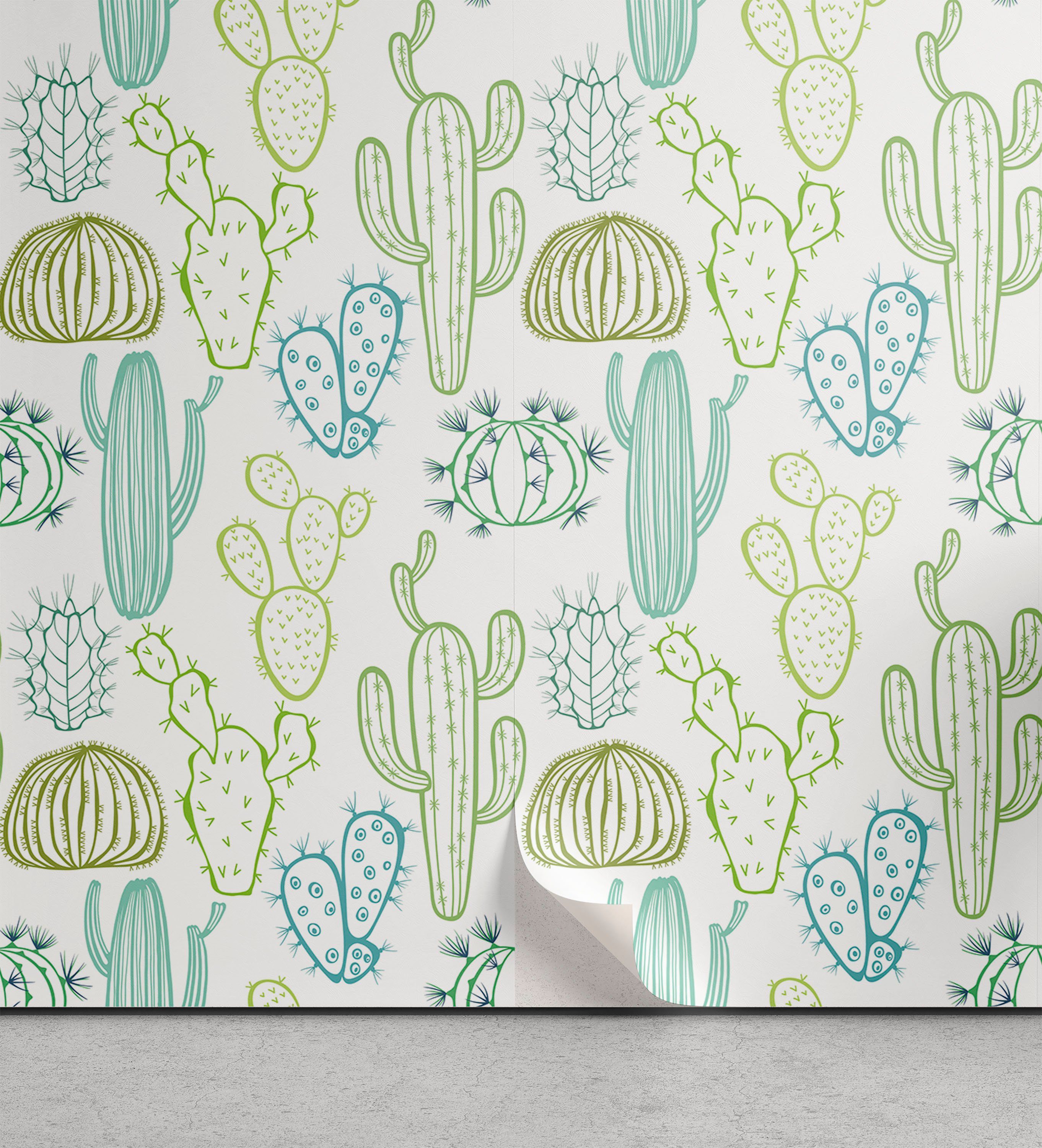 Abakuhaus Vinyltapete selbstklebendes Cacti Kaktus Wohnzimmer Outlines Küchenakzent