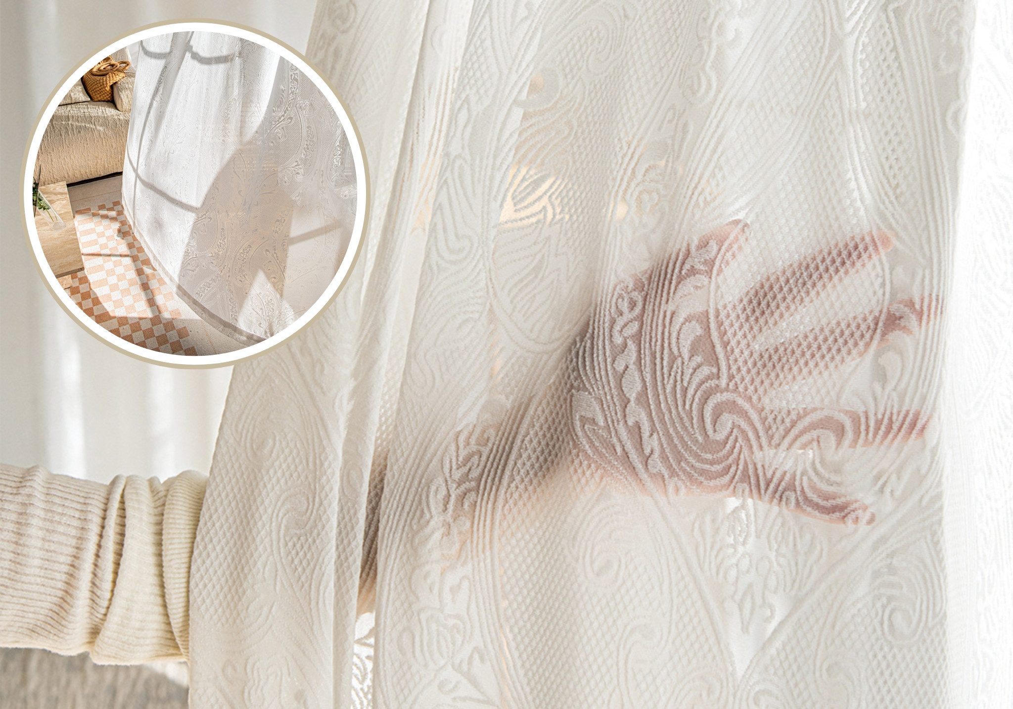 Simloveve Gardine Weiß Längsstreifen klassische Design günstig online kaufen