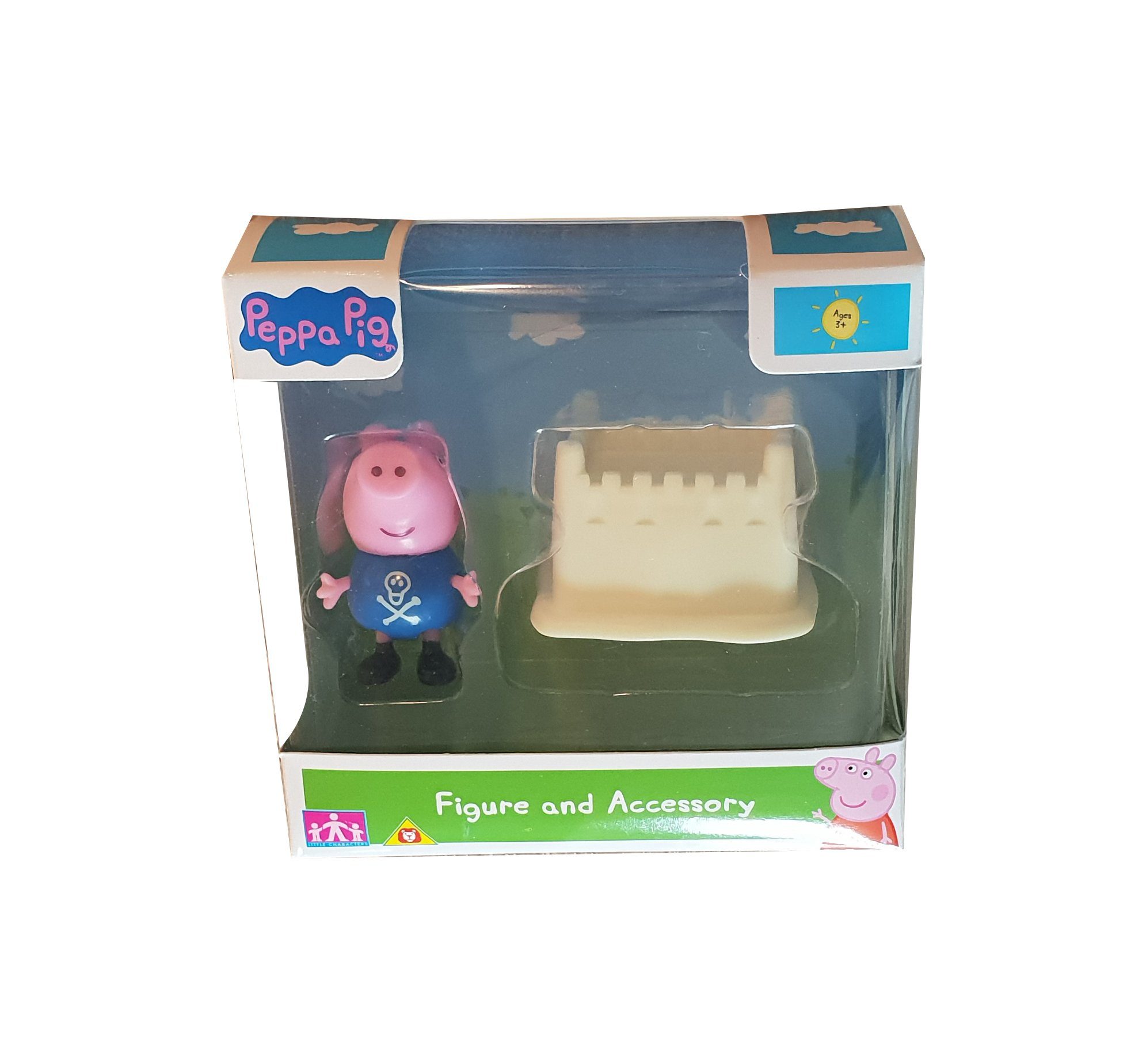 Peppa Pig Spielfigur Peppa Wutz Spiel-Figur Schorsch Wutz mit Sandburg, (Packung, 2-tlg., Schorsch Wutz mit einer Sandburg) | Bauernhof-Figuren