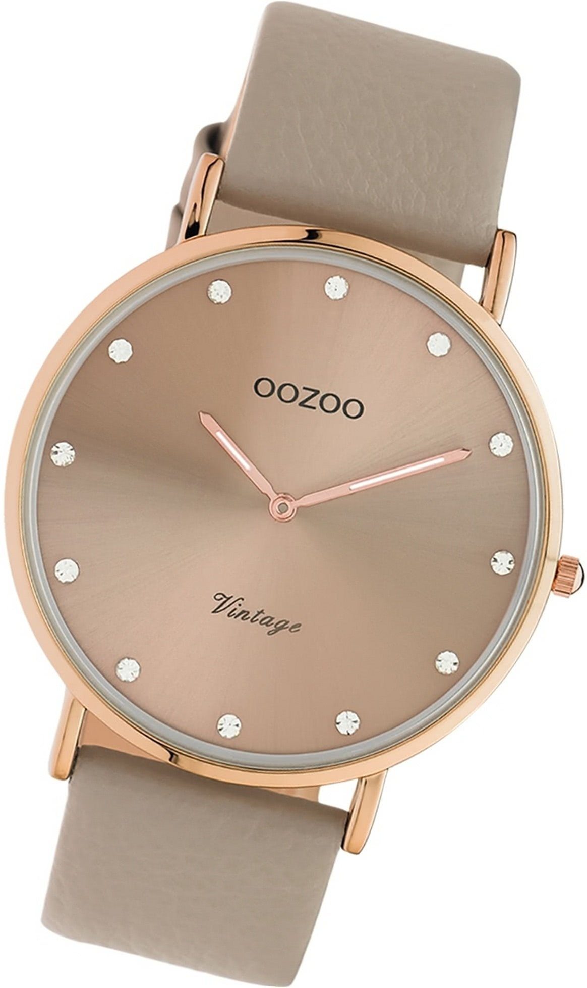 Oozoo rundes Damen, (ca. 40mm) OOZOO Lederarmband Uhr Leder Analog, Unisex Quarzuhr C20246 braun, taupe, Gehäuse, Herrenuhr