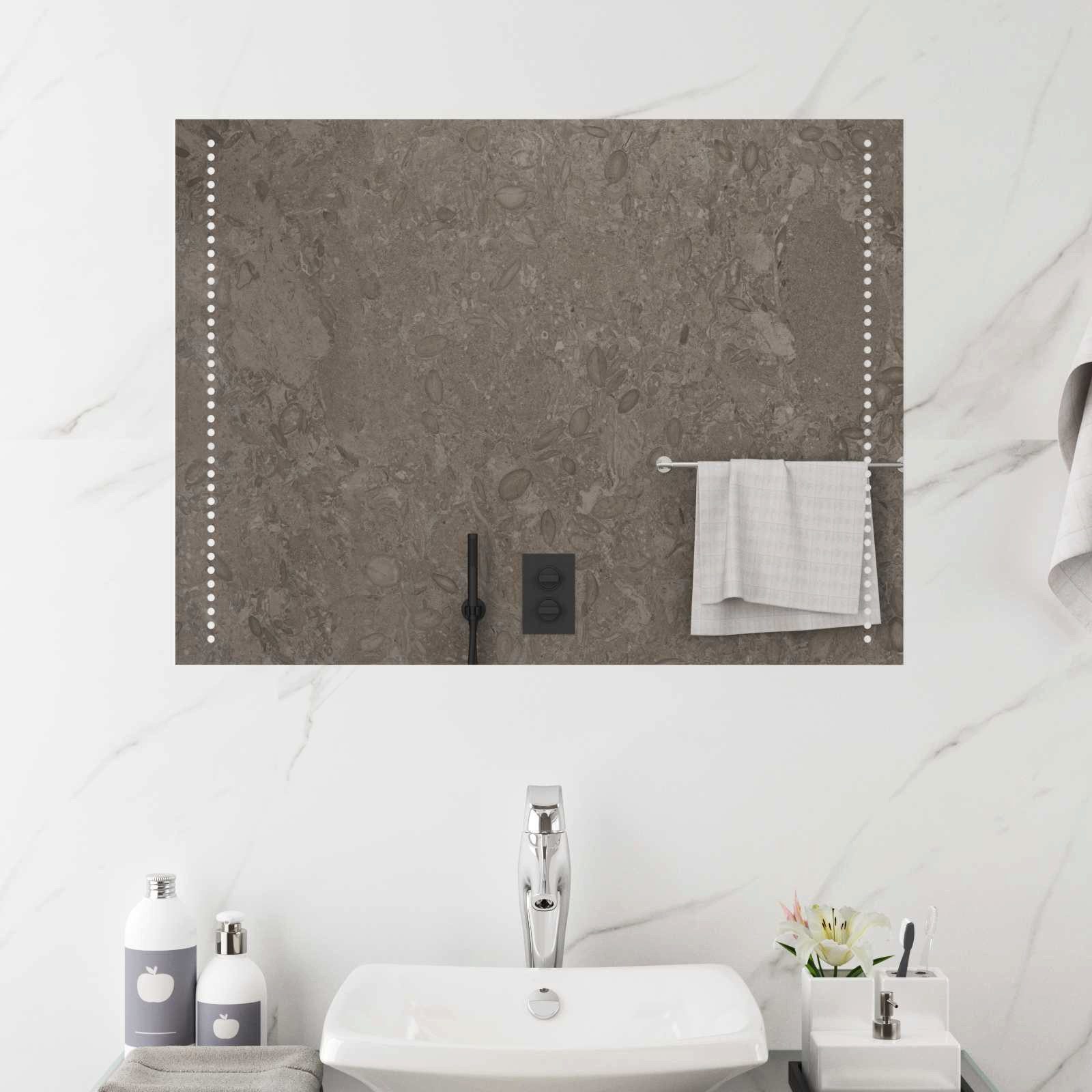 vidaXL Spiegel LED-Badezimmerspiegel Transparent 80 x 60 cm Gehärtetes Glas (1-St)