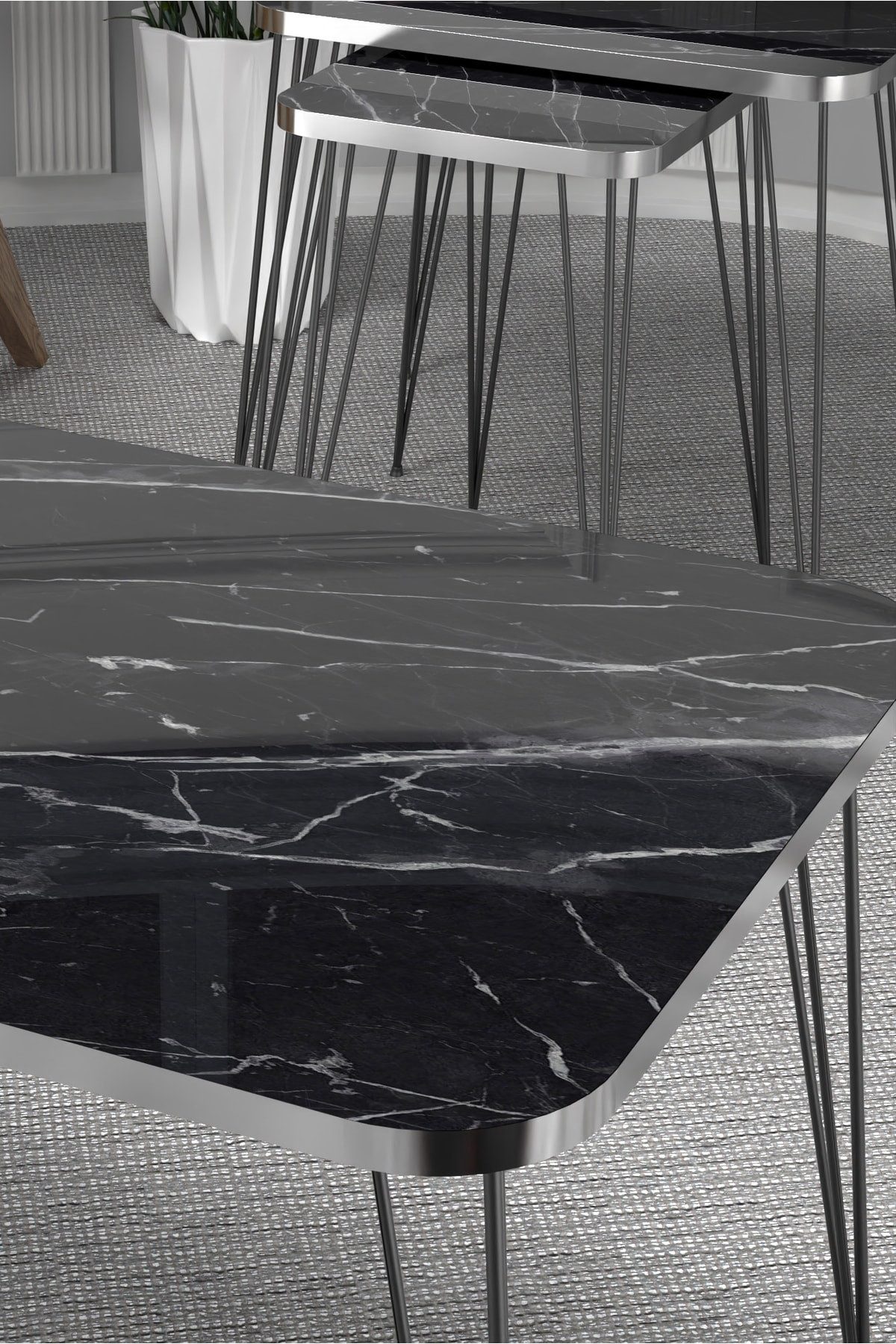 en.casa Couchtisch (4-St., 4-teilig: 1 Couchtisch + 3 Satztische), Marmorop günstig online kaufen