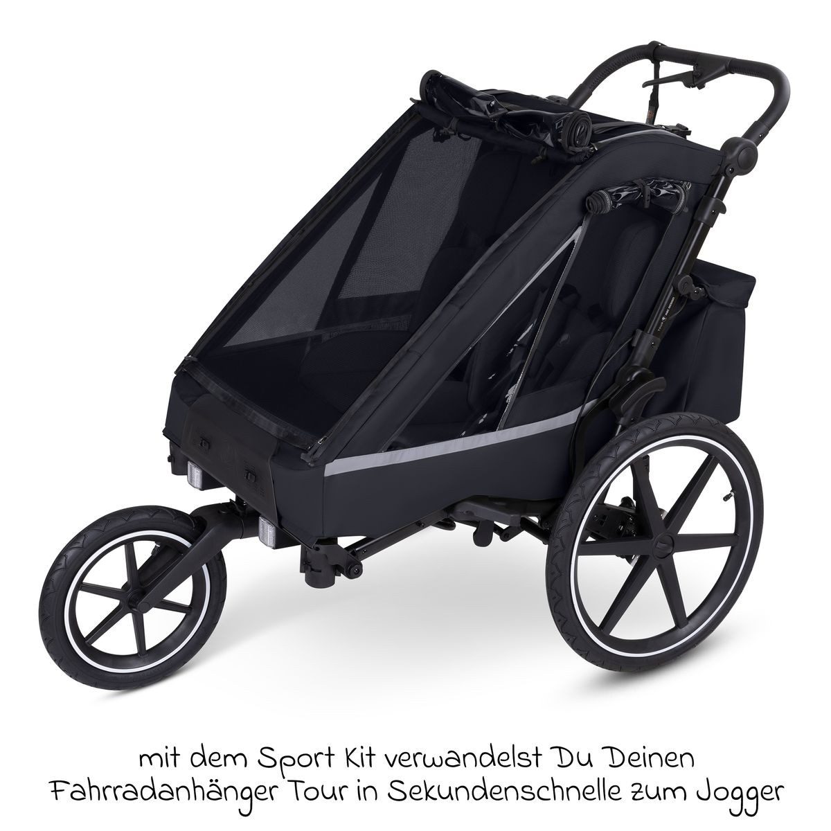 ABC Design Fahrradkinderanhänger Tour 2 - Falcon, 3in1 Fahrradanhänger, Kinderwagen & Jogger für 2 Kinder inkl. Luftrad