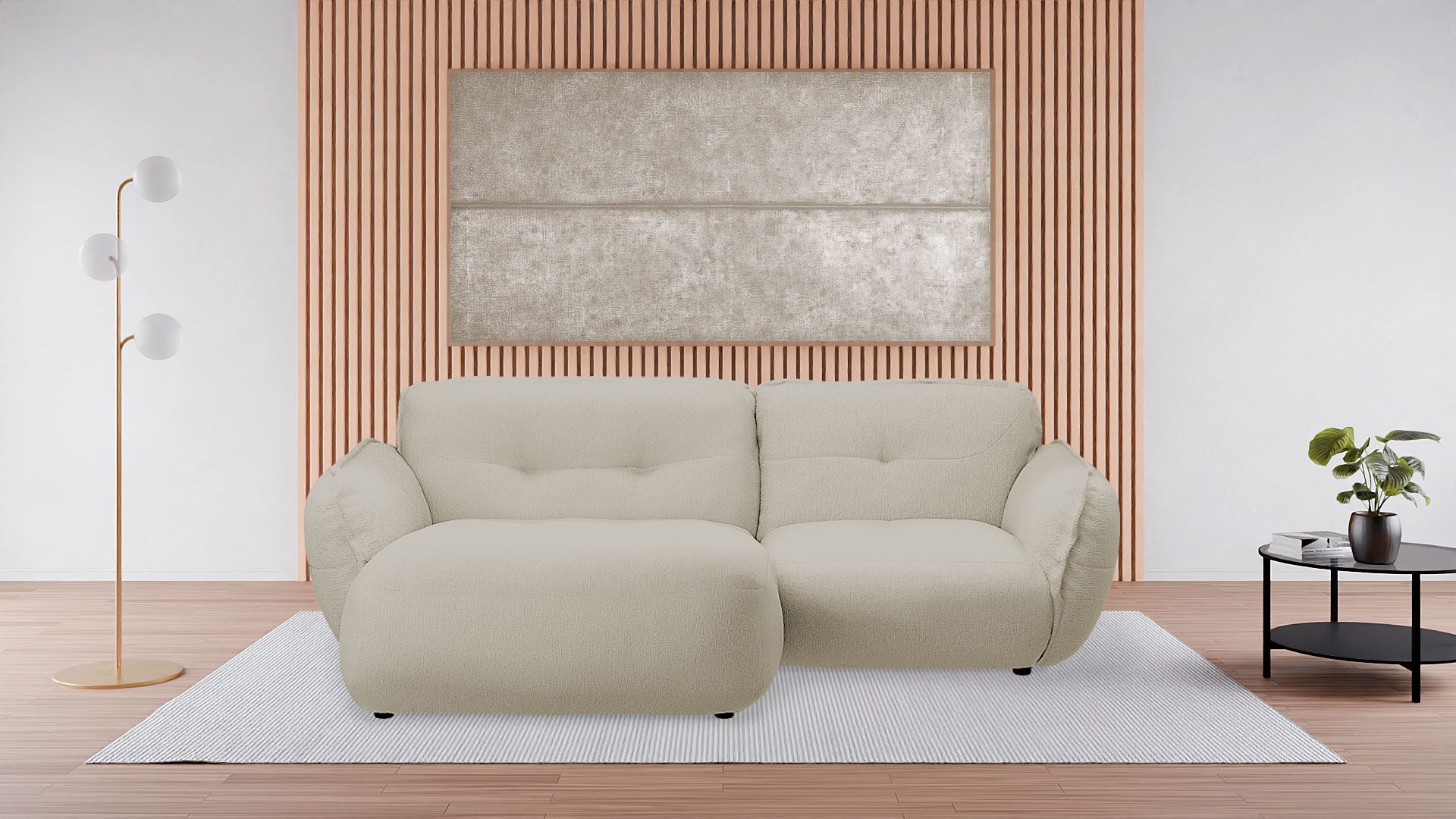 BETYPE Ecksofa Be Fluffy, Softes Sitzgefühl, moderne Kedernaht, hochwertiger Bezug