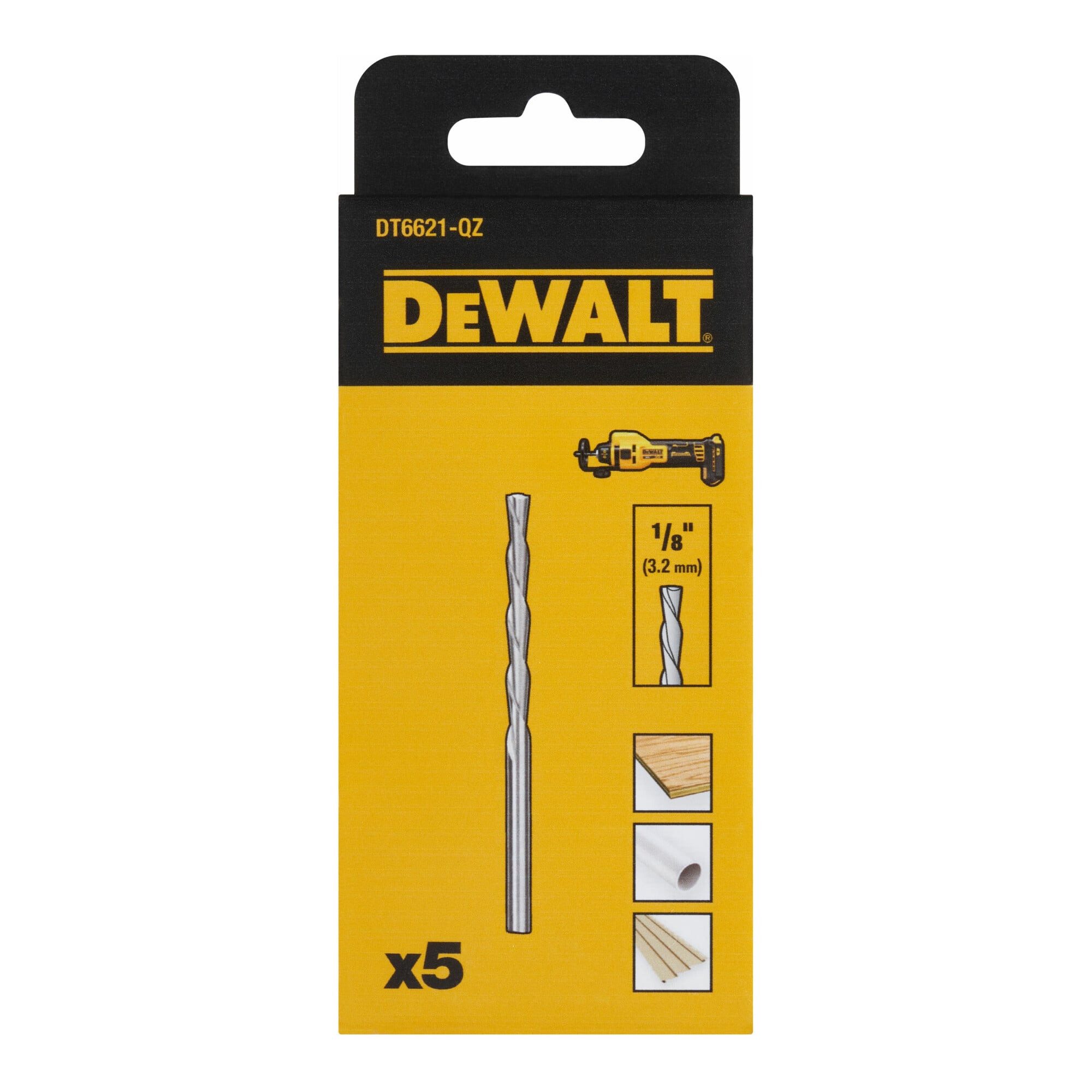DeWalt Fräser-Set DEWALT Trockenbaufräser Multimaterial 1/8 Zoll 5 Stk