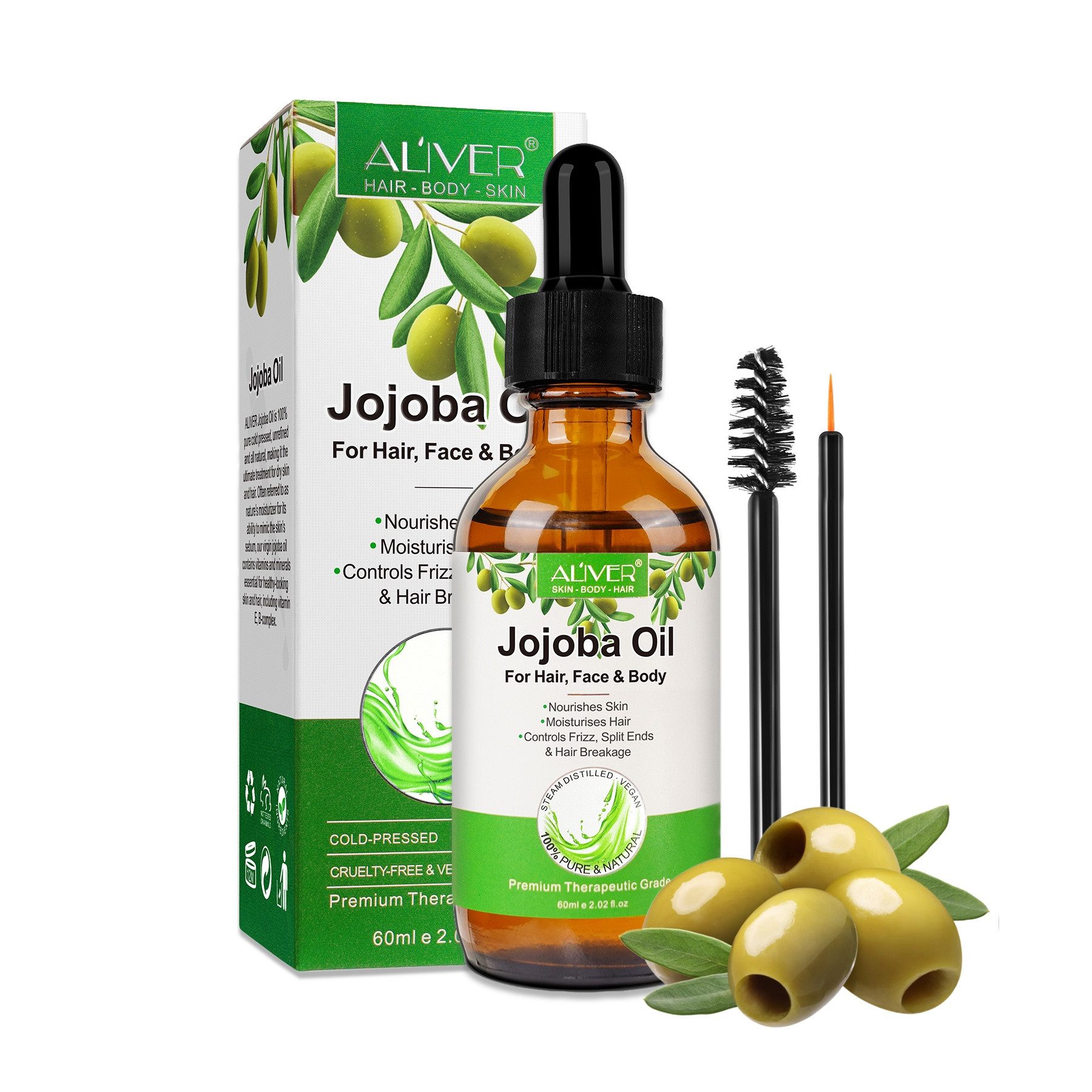 Haaröl Jojoba Haaröl Haut Wimpern Bio Vegan 60ml Aliver