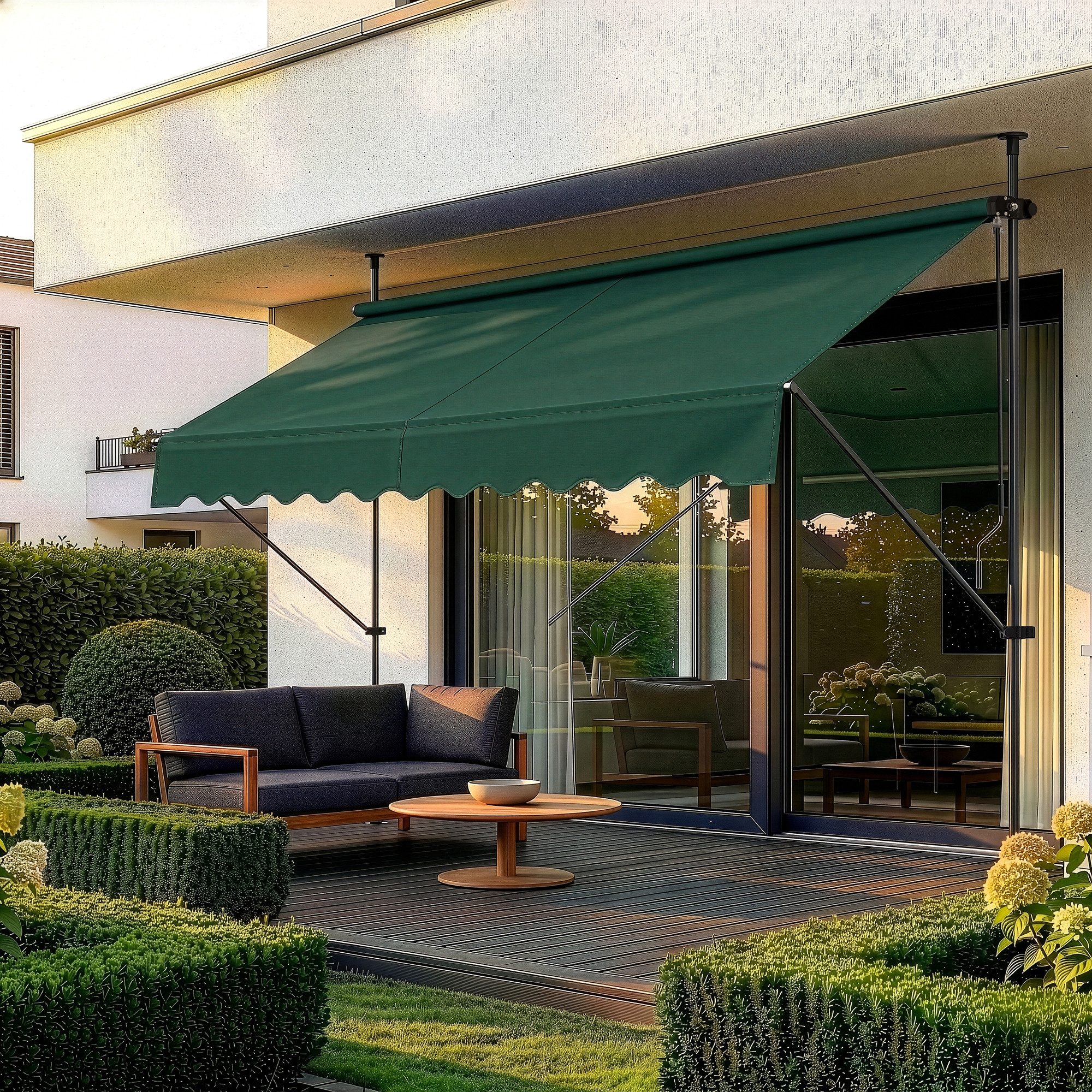 pro.tec Klemmmarkise »Stem« ohne Bohren Stahlgestell 250x120x220-309 cm Dunkelgrün