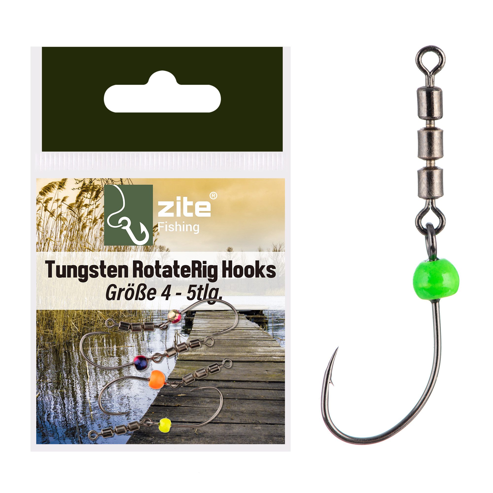 Zite Forellenhaken Rotate Rig Hooks Gr. 4-6 mit Tungstenperle fürs Forellenangeln