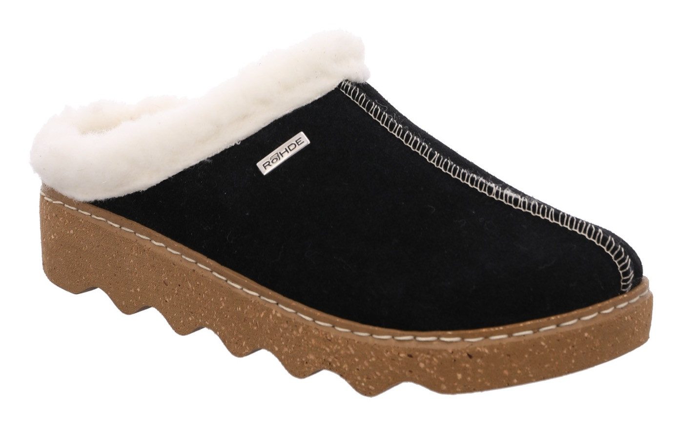 Rohde FOGGIA-D Pantoffel Hausschuh, Clog mit herausnehmbarer Innensohle aus Lammwolle