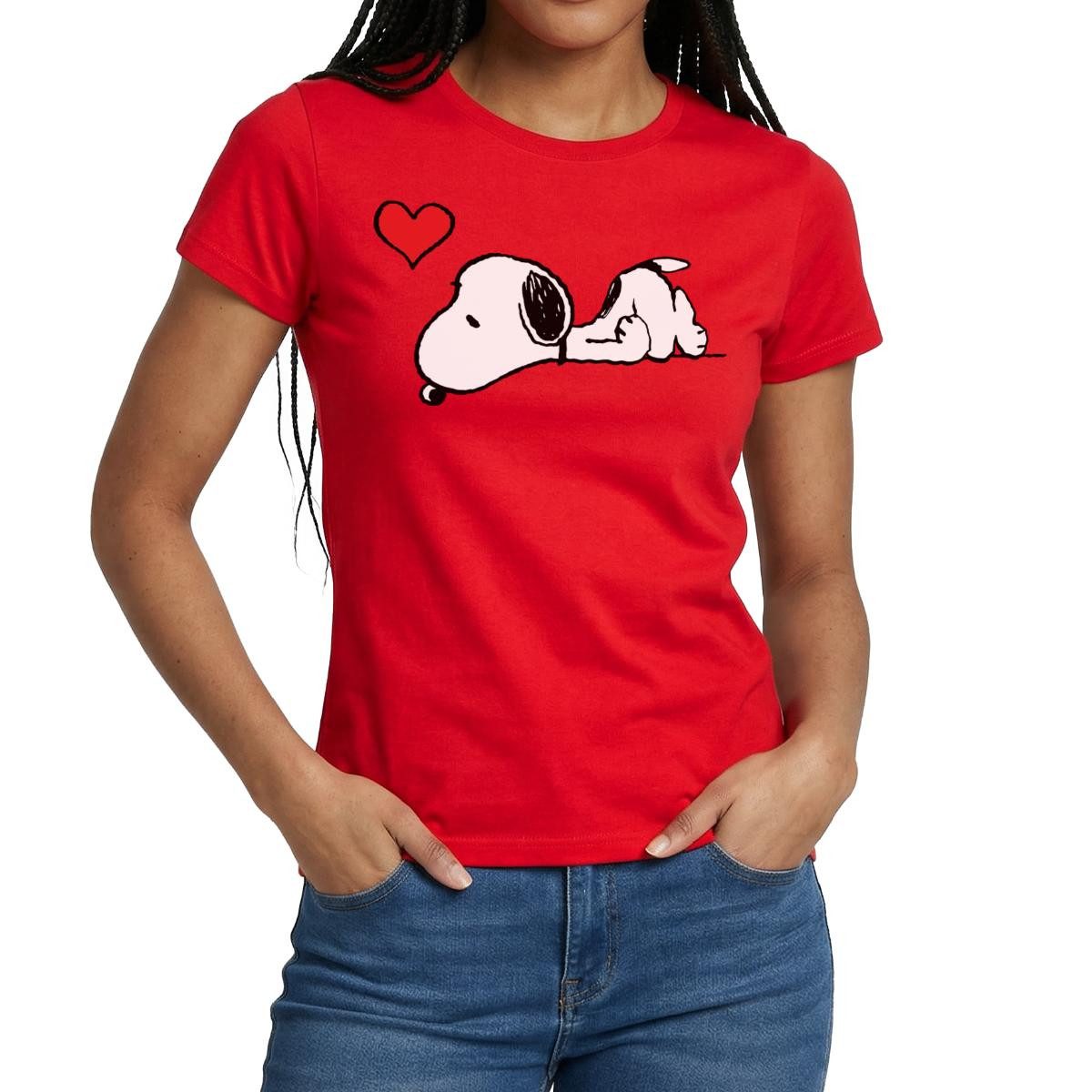 Spreadshirt T-Shirt Peanuts Snoopy Liebe Herz Love Frauen T-Shirt (1-tlg) Slim Fit, fällt klein aus