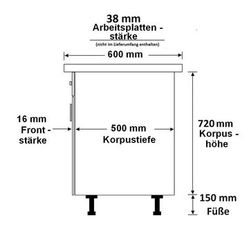 Küchen-Preisbombe Unterschrank 40 cm Küche OLD STYLE Optik Küchenzeile Küchenblock Einbauküche