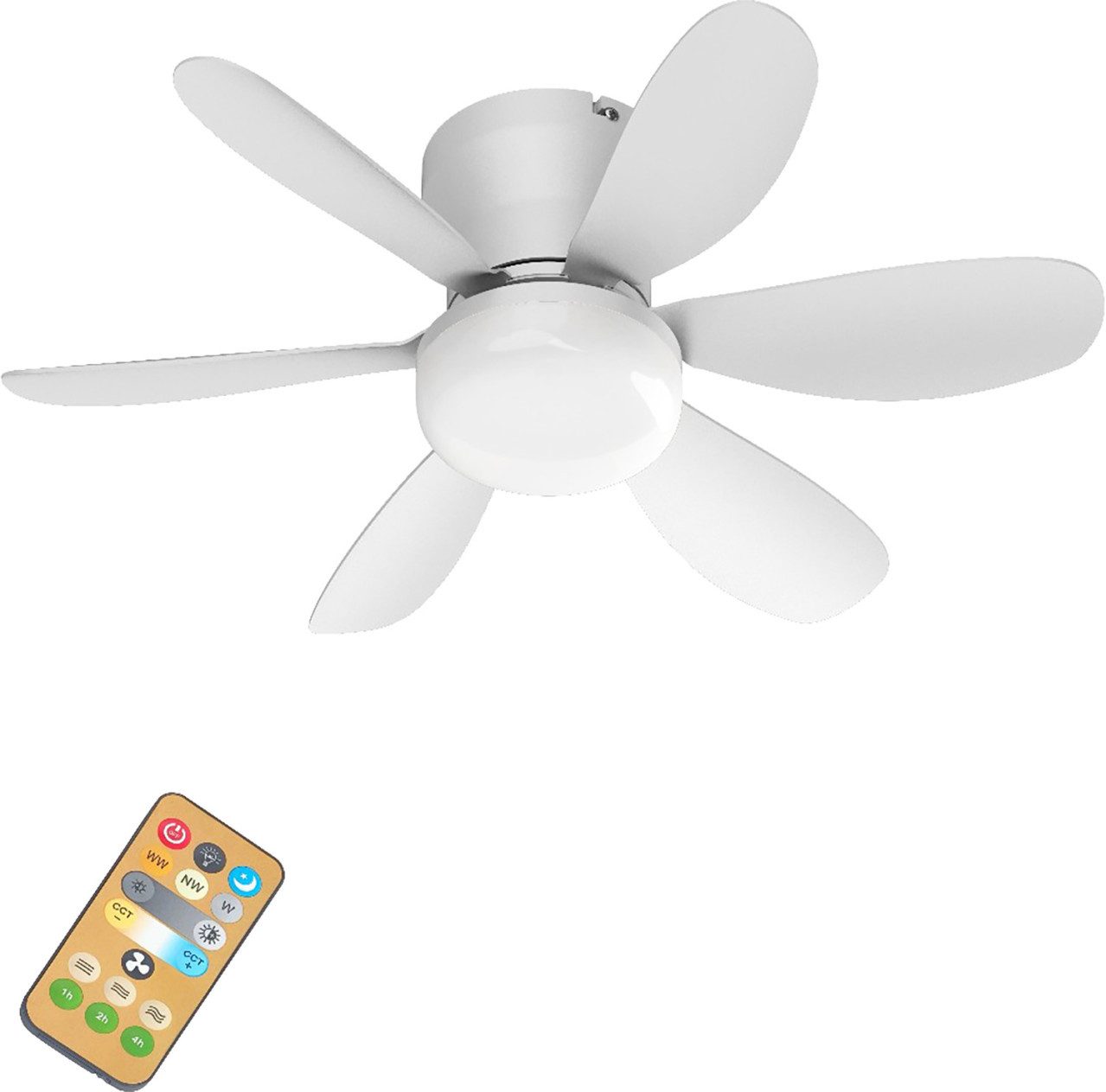 Dapo Turmventilator LED-Deckenventilator Chic weiß dimmbar Ø 51 cm, Dimmbar ohne Bewegungsmelder