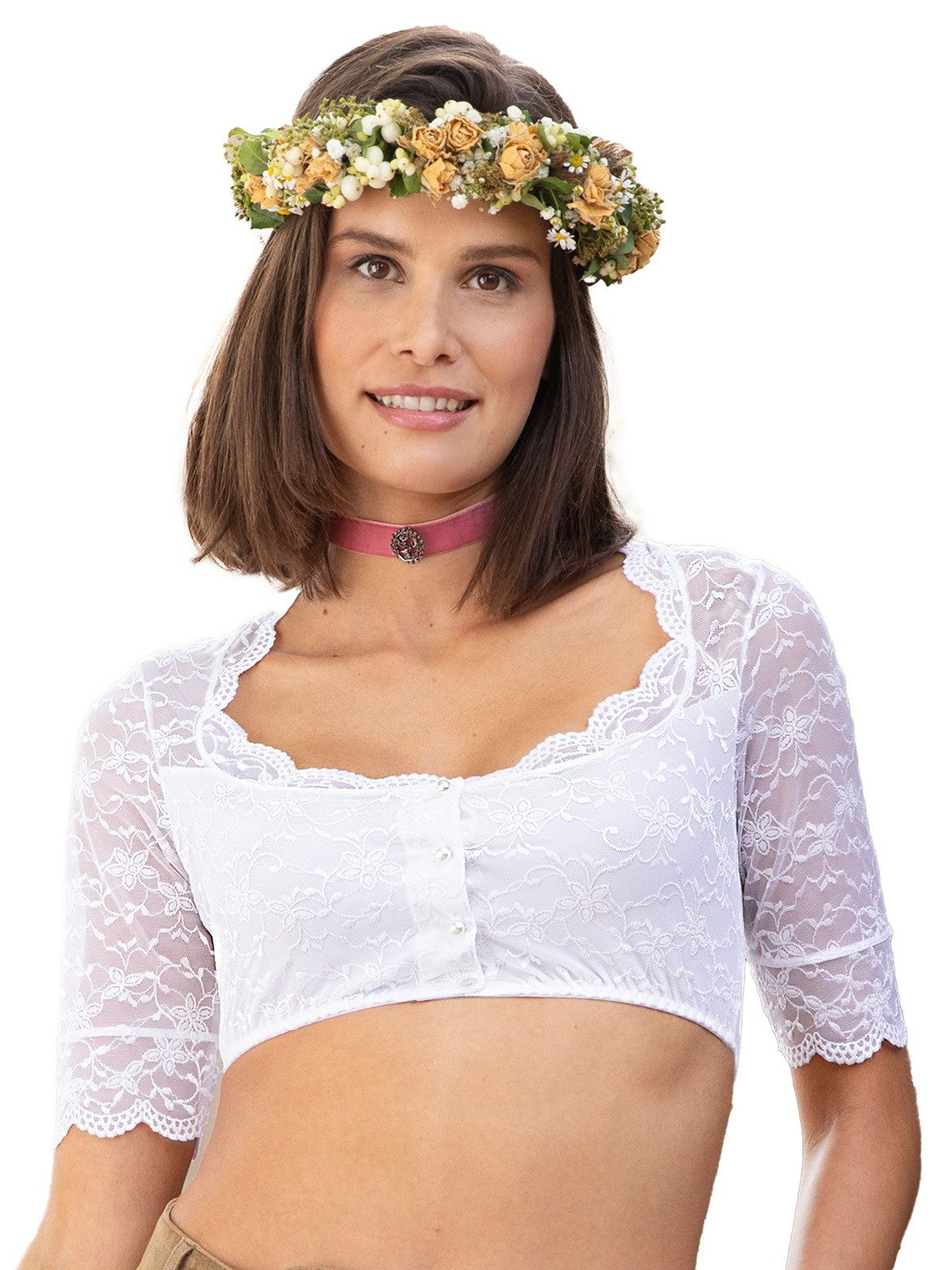 Nina Von C. Dirndlbluse Dirndlbluse halbarm günstig online kaufen