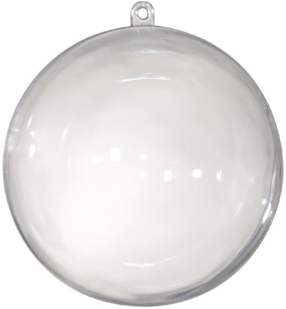 Möbius Creativ Weihnachtsbaumkugel KUNSTSTOFF-KUGEL teilbar, transparent ca. 100mm/10cm. 1 Stück.