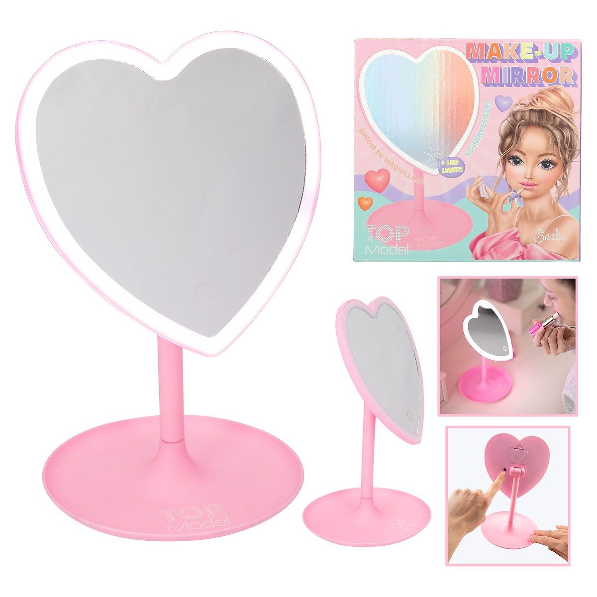 Depesche Schmuck-Tattoo Depesche TOPModel Schmink Spiegel BEAUTY and ME rosa LED Rand Herzform