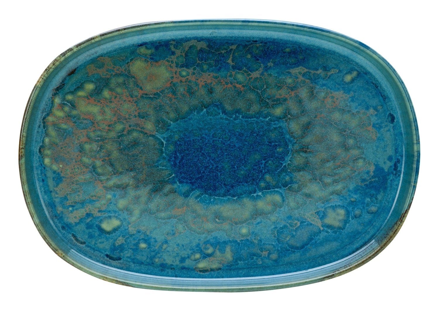 creaTable Servierplatte Servierplatte YUKI, Blau, B 33 cm, Steinzeug