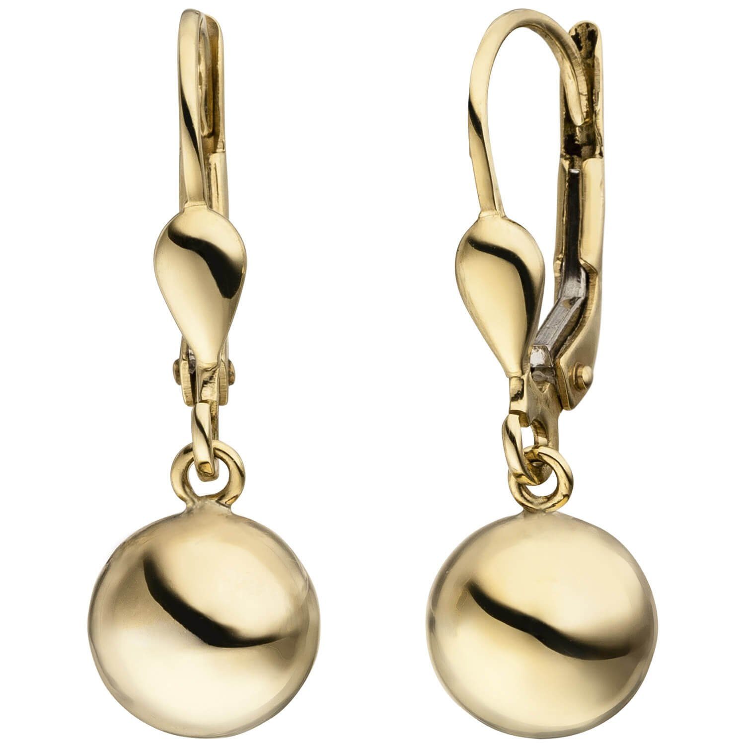 glänzend Ohrringe Paar aus Krone Gold 24,3x7,9mm Ohrhänger Kugel-Ohrhänger 333 Schmuck Ohrschmuck, Gelbgold 333 Gold